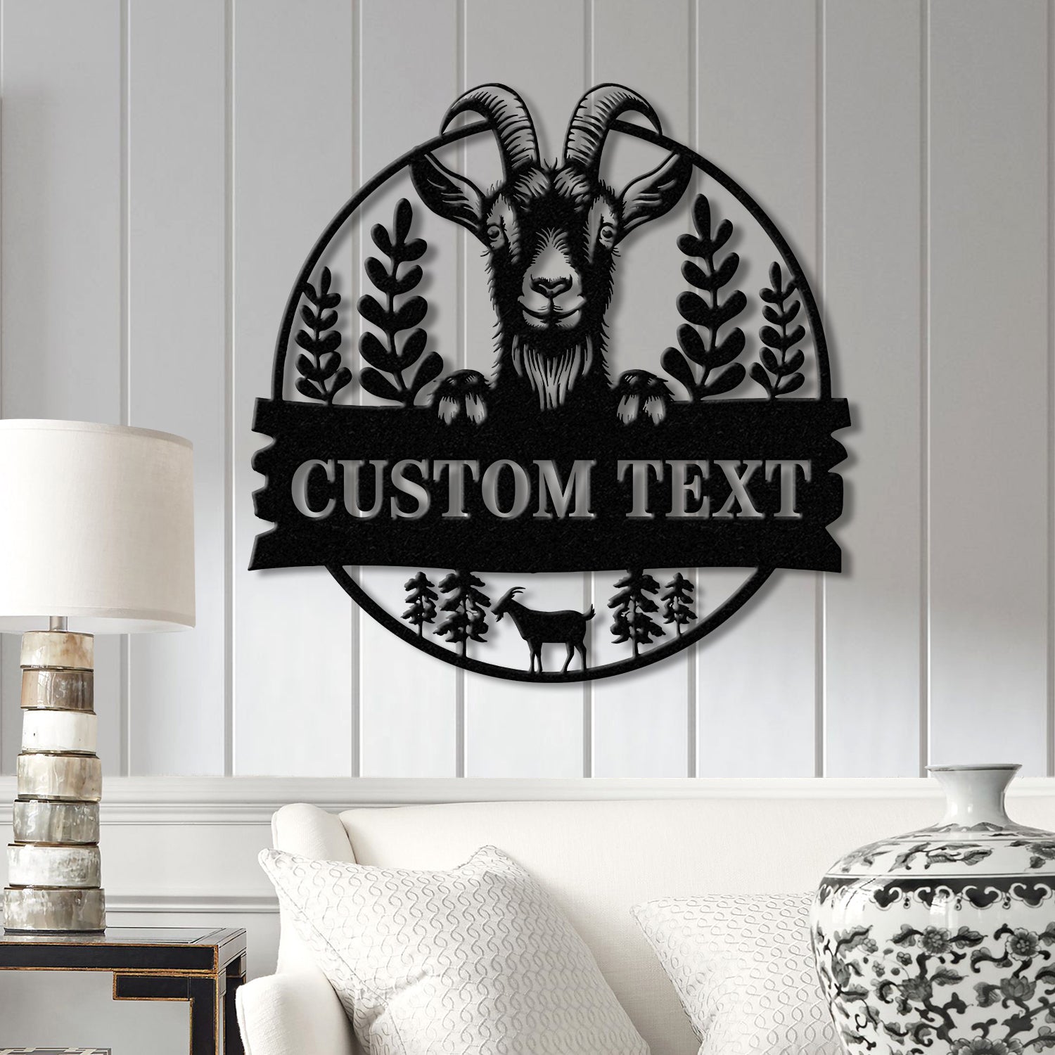 Custom Goat Metal Wall Sign – Personalized Farm Name Wall Art – Goat Farmhouse Decor & Gifts for Goat Lovers, Family Name Sign