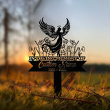 Angel Memorial Plaque with Stake, Custom Angel Memorial Stake, Angel Grave Marker, Angel Metal Grave Stake, In Loving Memory, Cemetery Stake