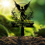 Angel Memorial Plaque with Stake, Custom Angel Memorial Stake, Angel Grave Marker, Angel Metal Grave Stake, In Loving Memory, Cemetery Stake