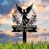 Angel Memorial Plaque with Stake, Custom Angel Memorial Stake, Angel Grave Marker, Angel Metal Grave Stake, In Loving Memory, Cemetery Stake
