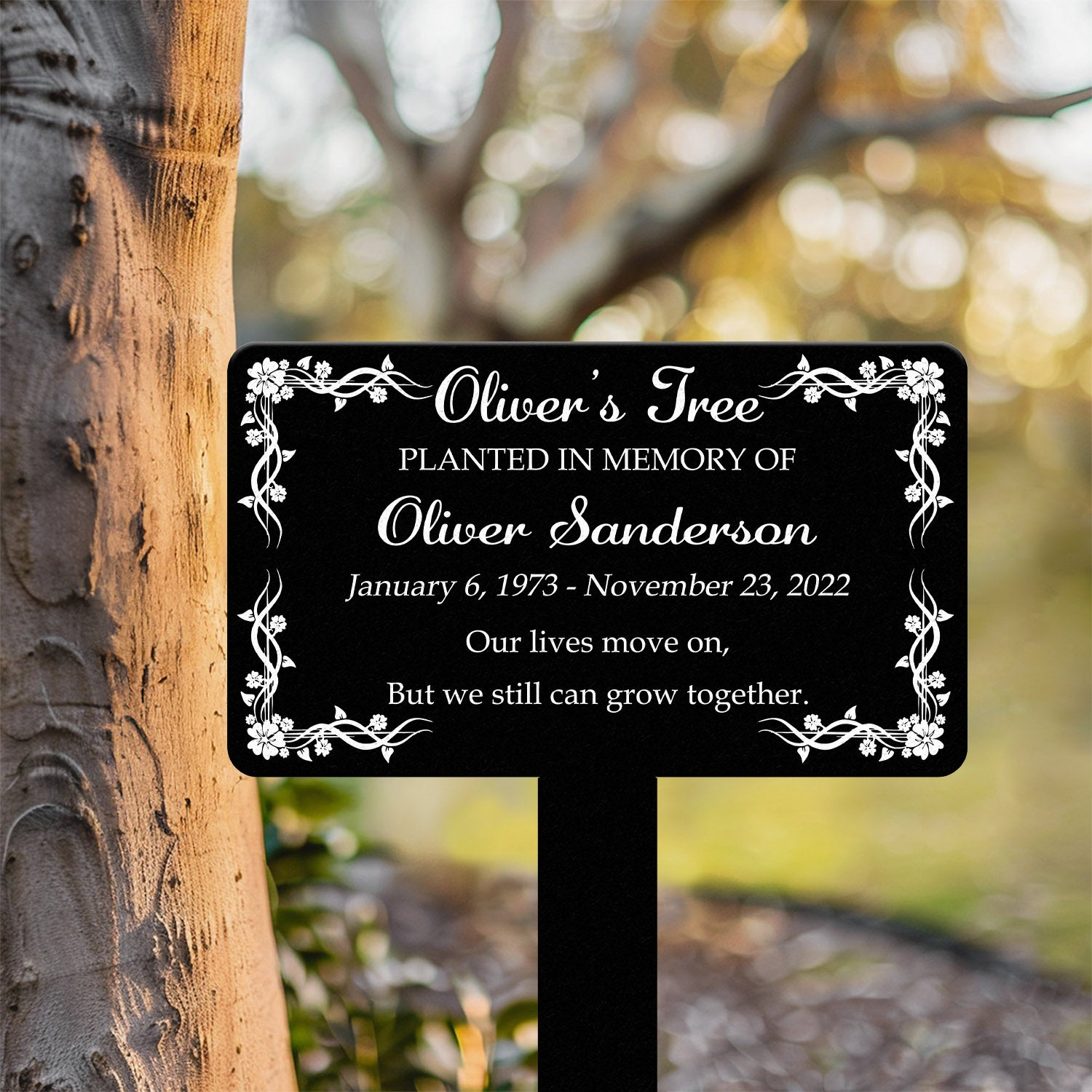 Custom Memorial Tree Sign With Stake, Personalized Memorial Plaque Stake,Metal Grave Marker ,Memorial Marker,Grave Marker,Remembrance Plaque
