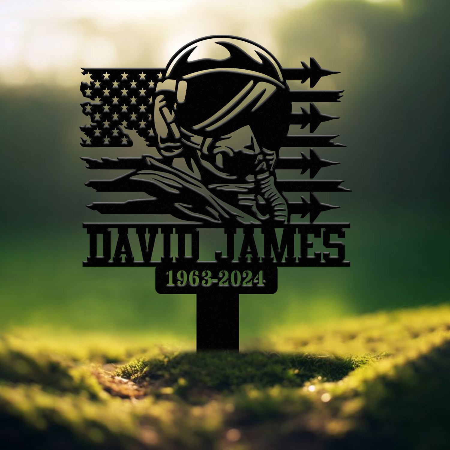 Personalized Air Force Memorial Stake, Garden Metal Stake, In Loving Memorial, Sympathy Gift, Veteran Grave Marker, Remembrance Stake