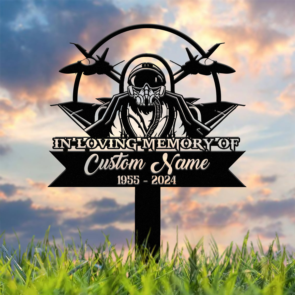 Personalized Air Force Memorial Stake, Garden Metal Stake, In Loving Memorial, Sympathy Gift, Veteran Grave Marker, Remembrance Stake