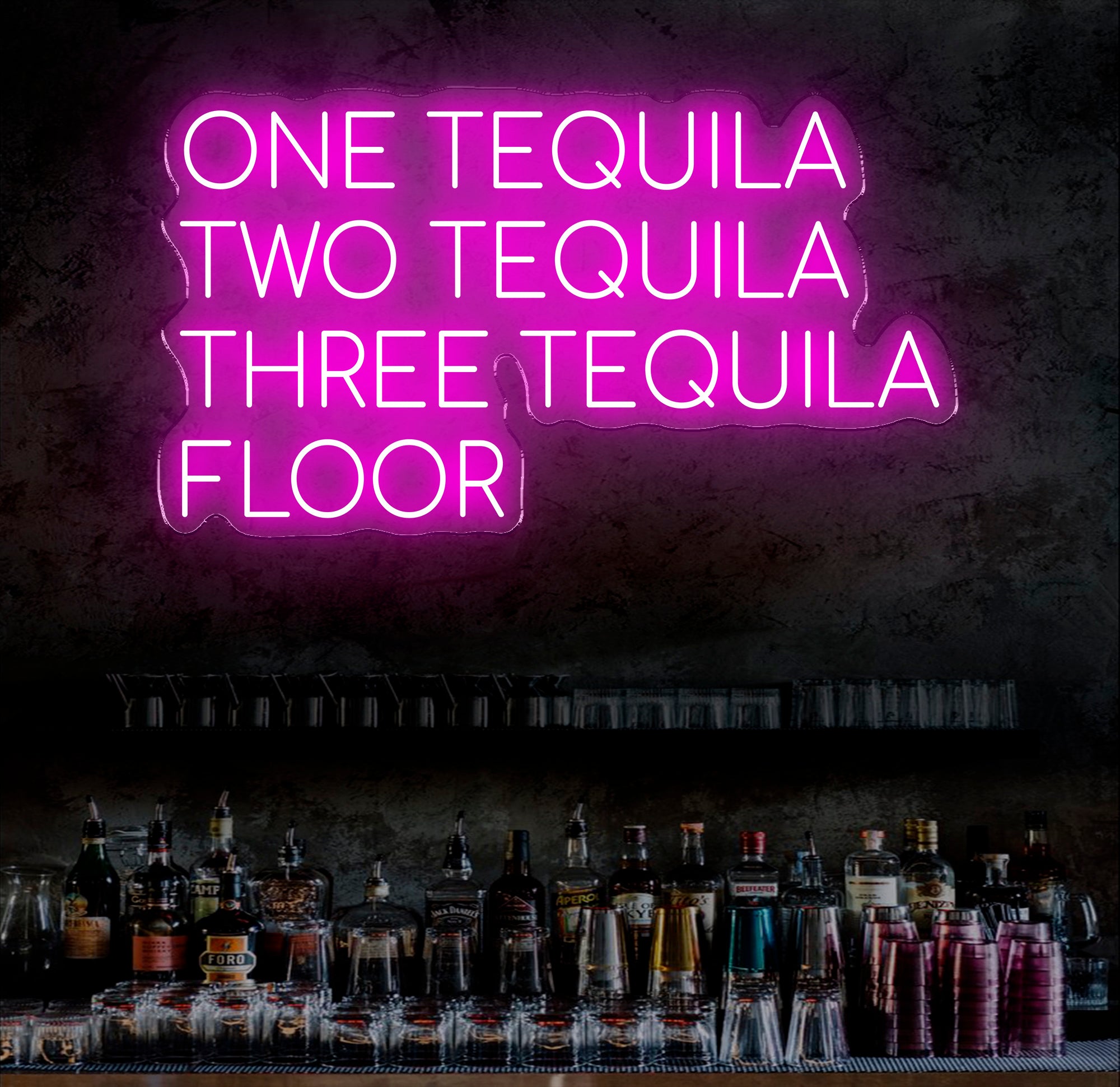 1 Tequila 2 Tequila 3 Tequila Floor Neon Sign - Custom LED Tequila Bar Decor, Fun Neon Light for Home Bar or Restaurant, Drink Wall Art