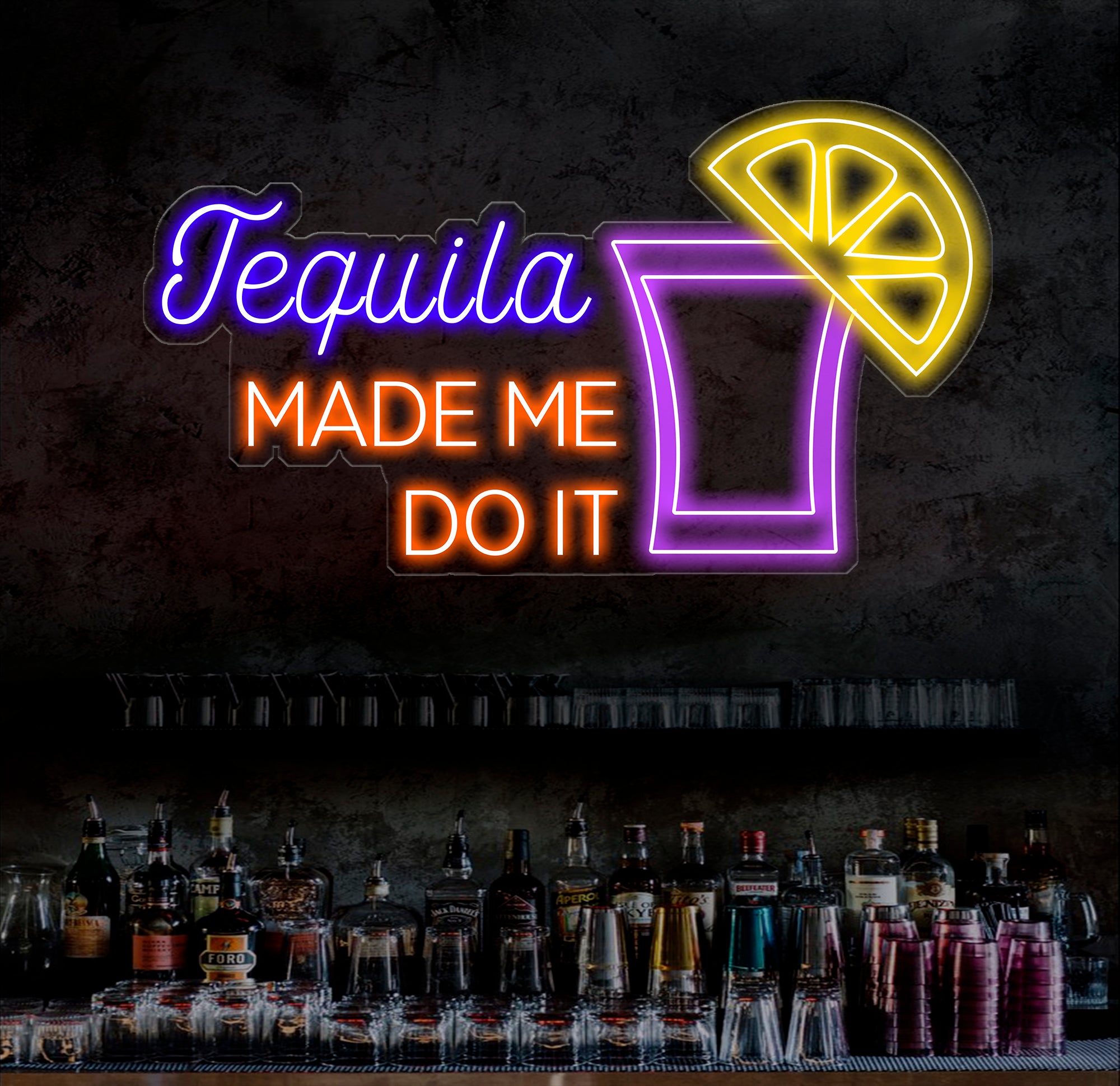 Tequila Made Me Do It Neon Sign - Tequila LED Bar Light, Drink Wall Art, Open Sign Decor, Perfect for Room or Restaurant Decoration