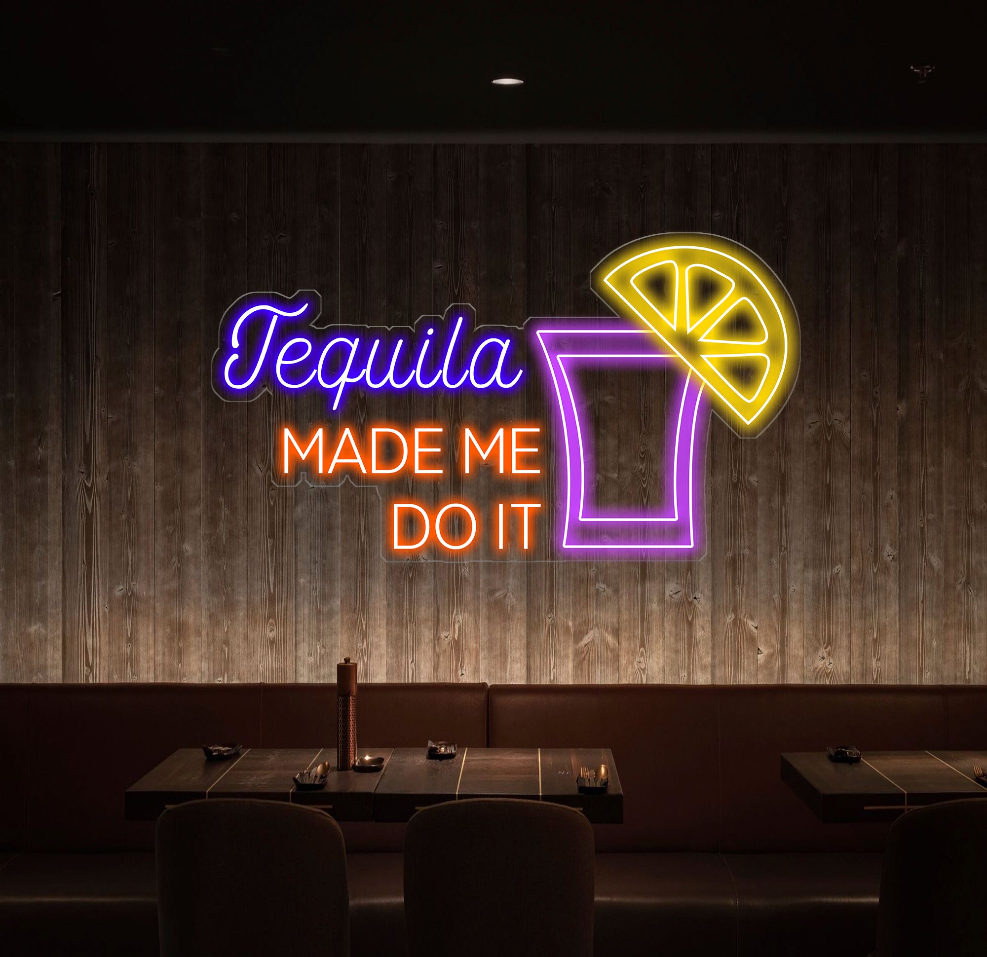 Tequila Made Me Do It Neon Sign - Tequila LED Bar Light, Drink Wall Art, Open Sign Decor, Perfect for Room or Restaurant Decoration