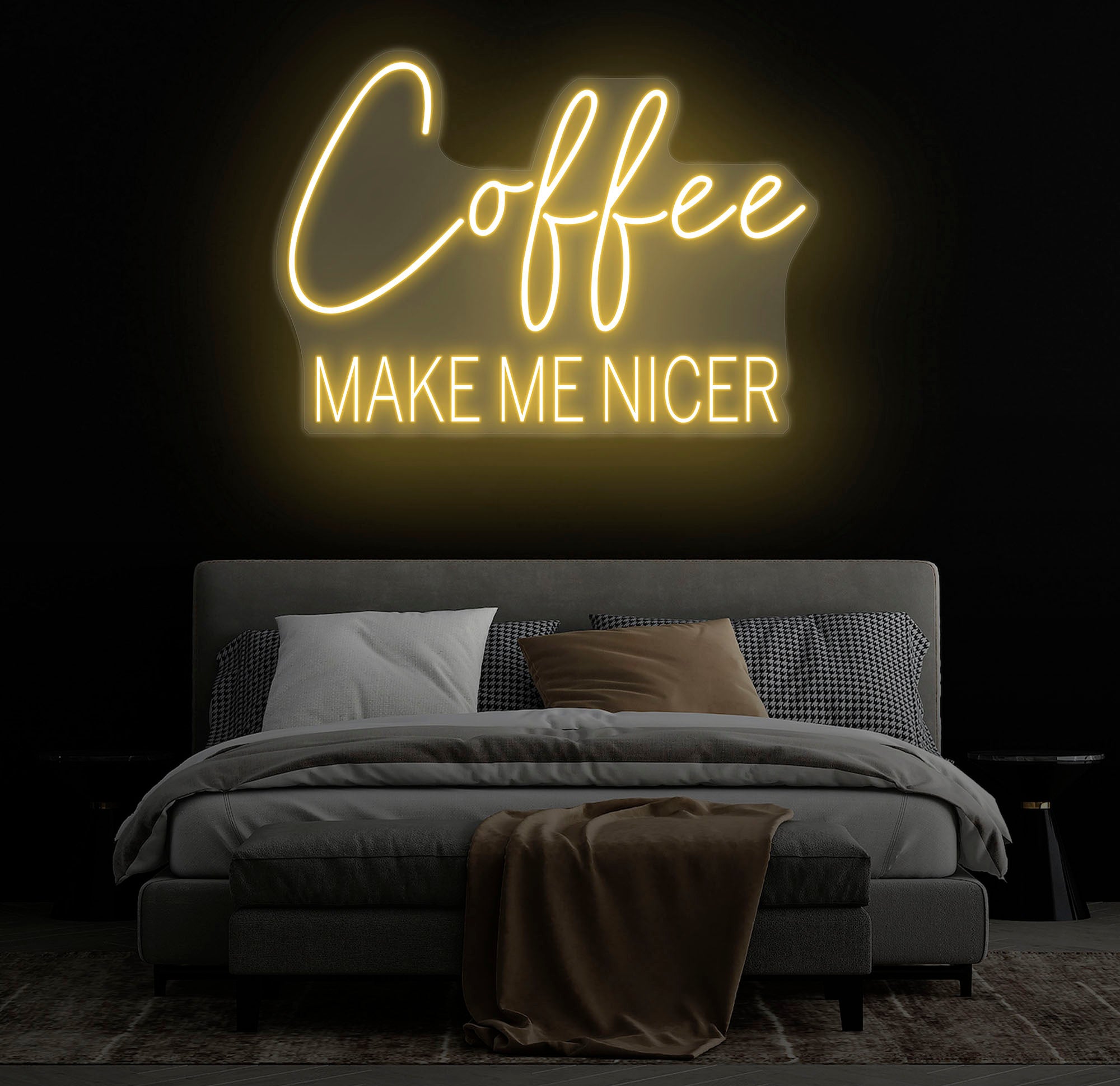 Coffee Make Me Nicer Neon Sign, Custom Coffee Lover LED Light, Home Office Decor, Coffee Bar Wall Art, Café Aesthetic Sign
