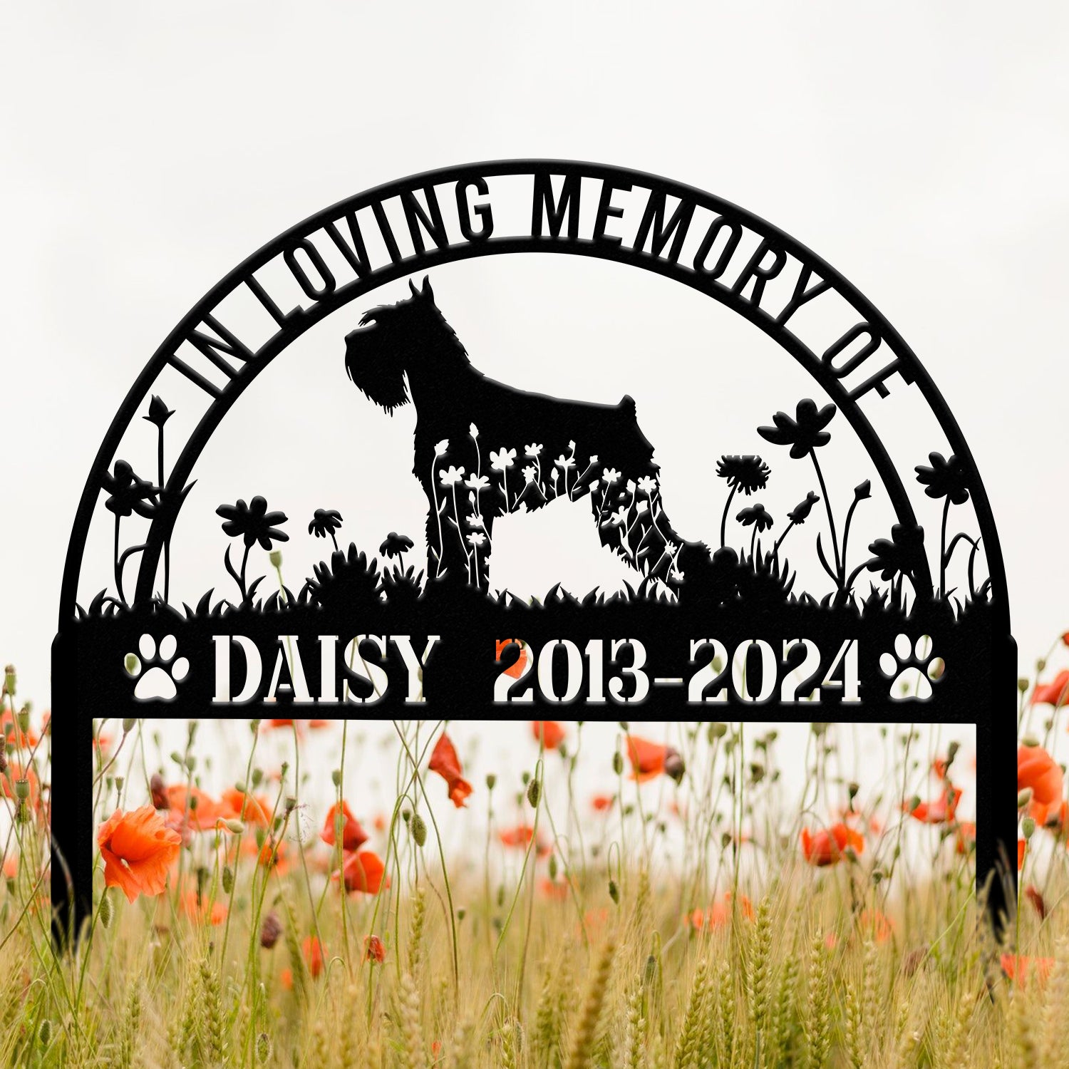 Custom Schnauzer Memorial Metal Stake - Personalized Pet Grave Marker, Remembrance Sign, Sympathy Gift, Schnauzer Loss Decor