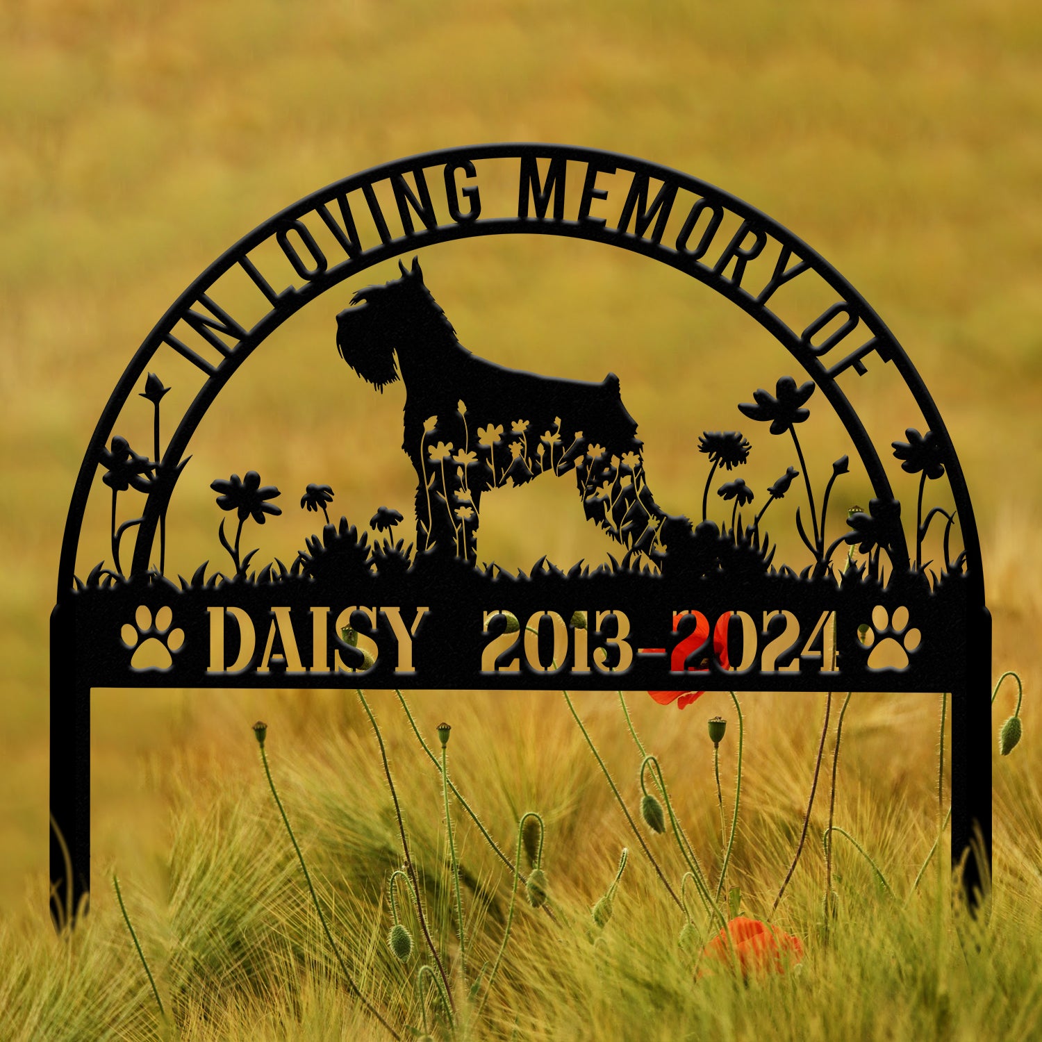 Custom Schnauzer Memorial Metal Stake - Personalized Pet Grave Marker, Remembrance Sign, Sympathy Gift, Schnauzer Loss Decor