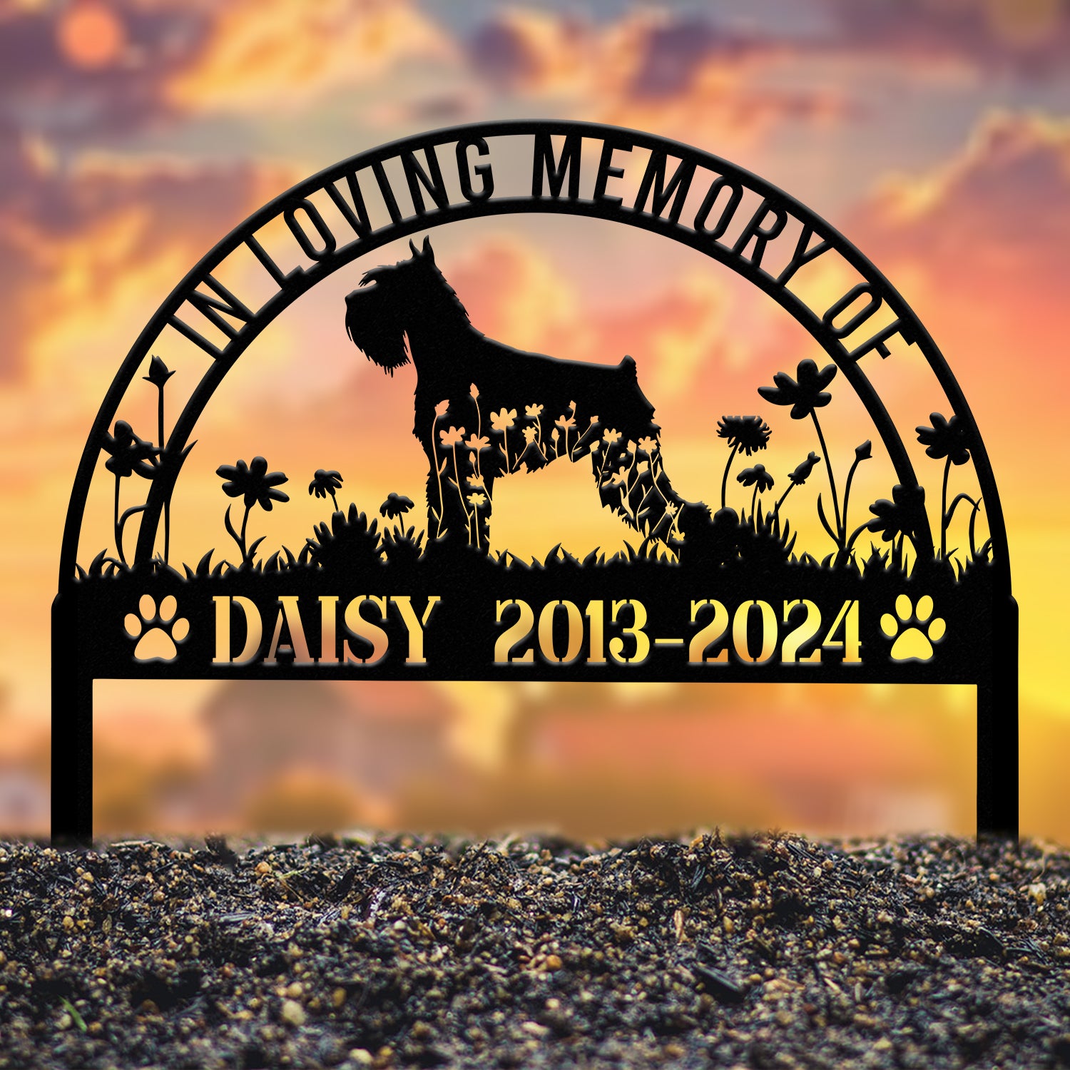Custom Schnauzer Memorial Metal Stake - Personalized Pet Grave Marker, Remembrance Sign, Sympathy Gift, Schnauzer Loss Decor