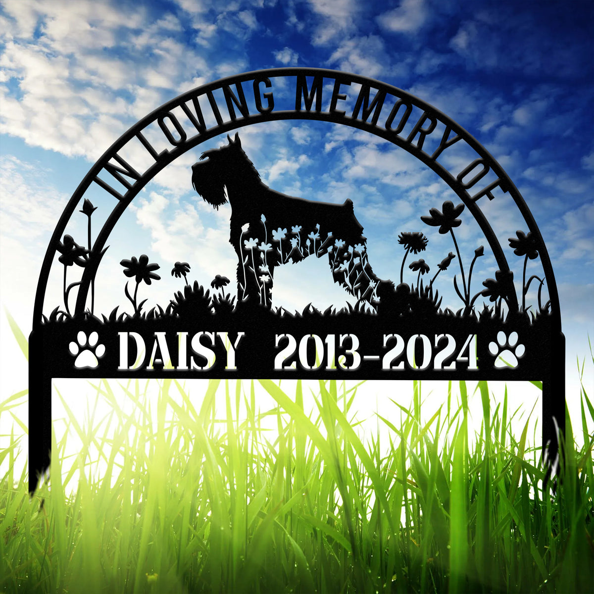 Custom Schnauzer Memorial Metal Stake - Personalized Pet Grave Marker, Remembrance Sign, Sympathy Gift, Schnauzer Loss Decor
