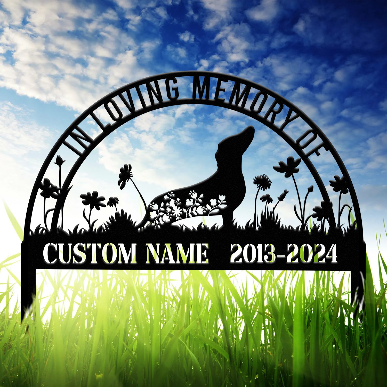 Personalized Dachshund Memorial Stake, Pet Grave Marker Sign, Dachshund Remembrance Stake, Pet Loss Sympathy Gift, Custom Dog Sign