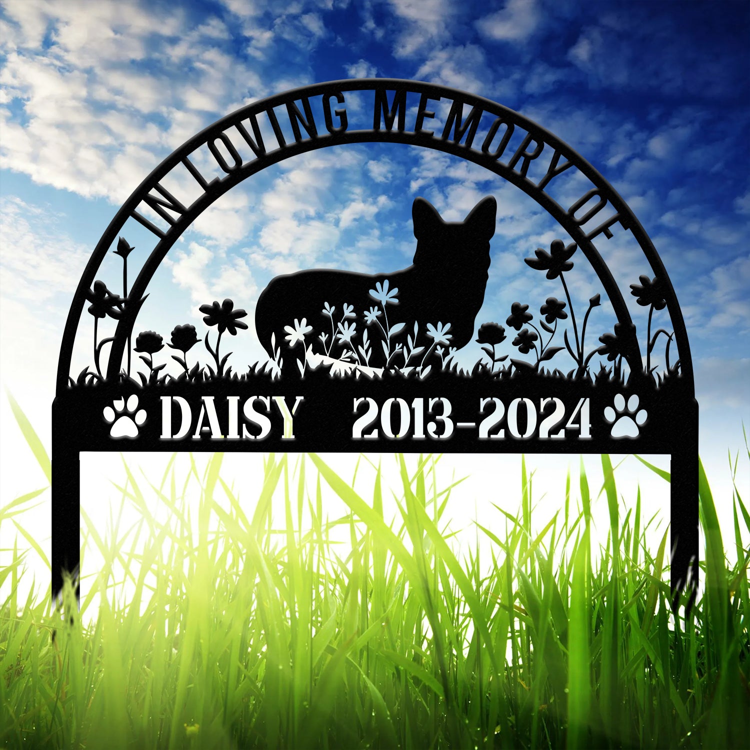 Personalized Corgi Memorial Stake Sign - Pet Grave Marker with Stake, Corgi Gift, Pet Loss Sympathy Sign, Remembrance Stake for Dogs