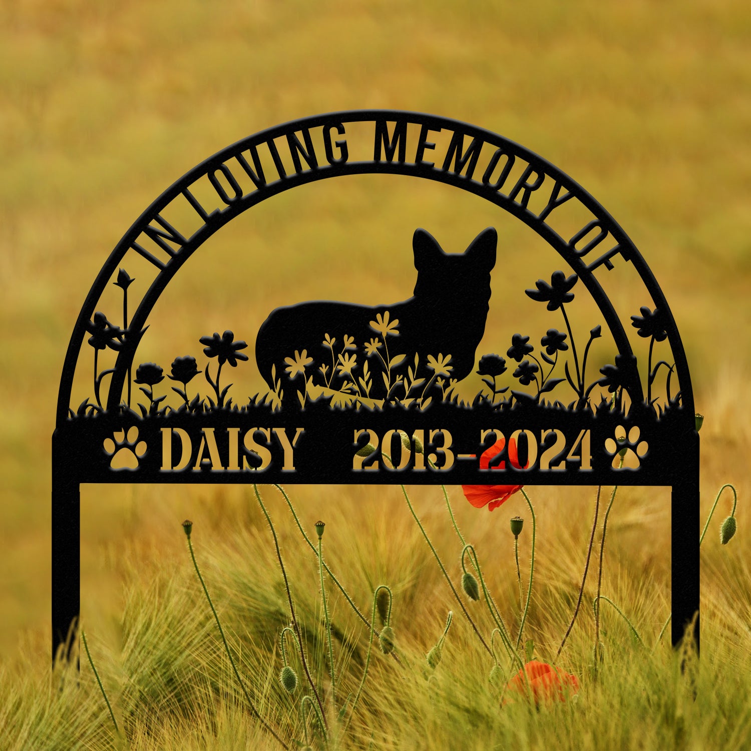 Personalized Corgi Memorial Stake Sign - Pet Grave Marker with Stake, Corgi Gift, Pet Loss Sympathy Sign, Remembrance Stake for Dogs