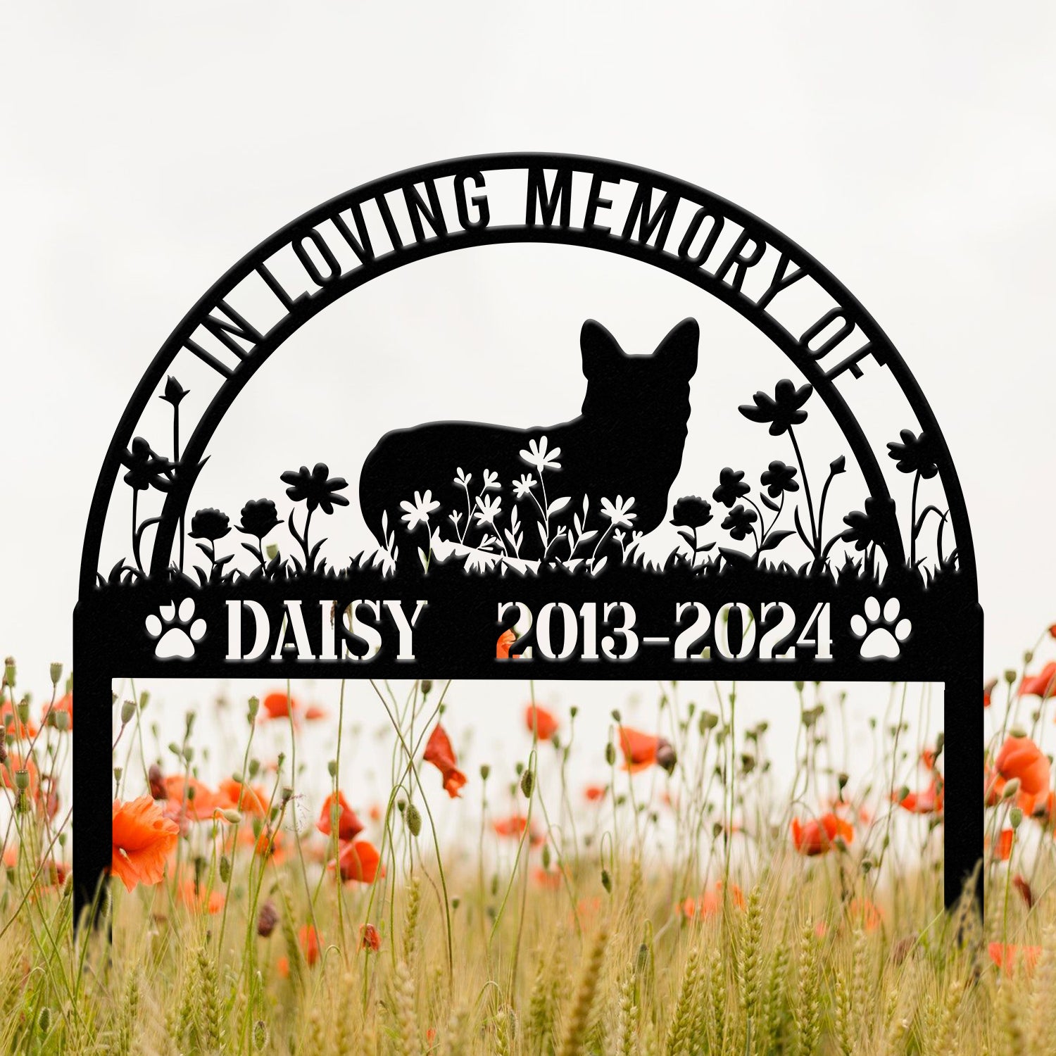 Personalized Corgi Memorial Stake Sign - Pet Grave Marker with Stake, Corgi Gift, Pet Loss Sympathy Sign, Remembrance Stake for Dogs