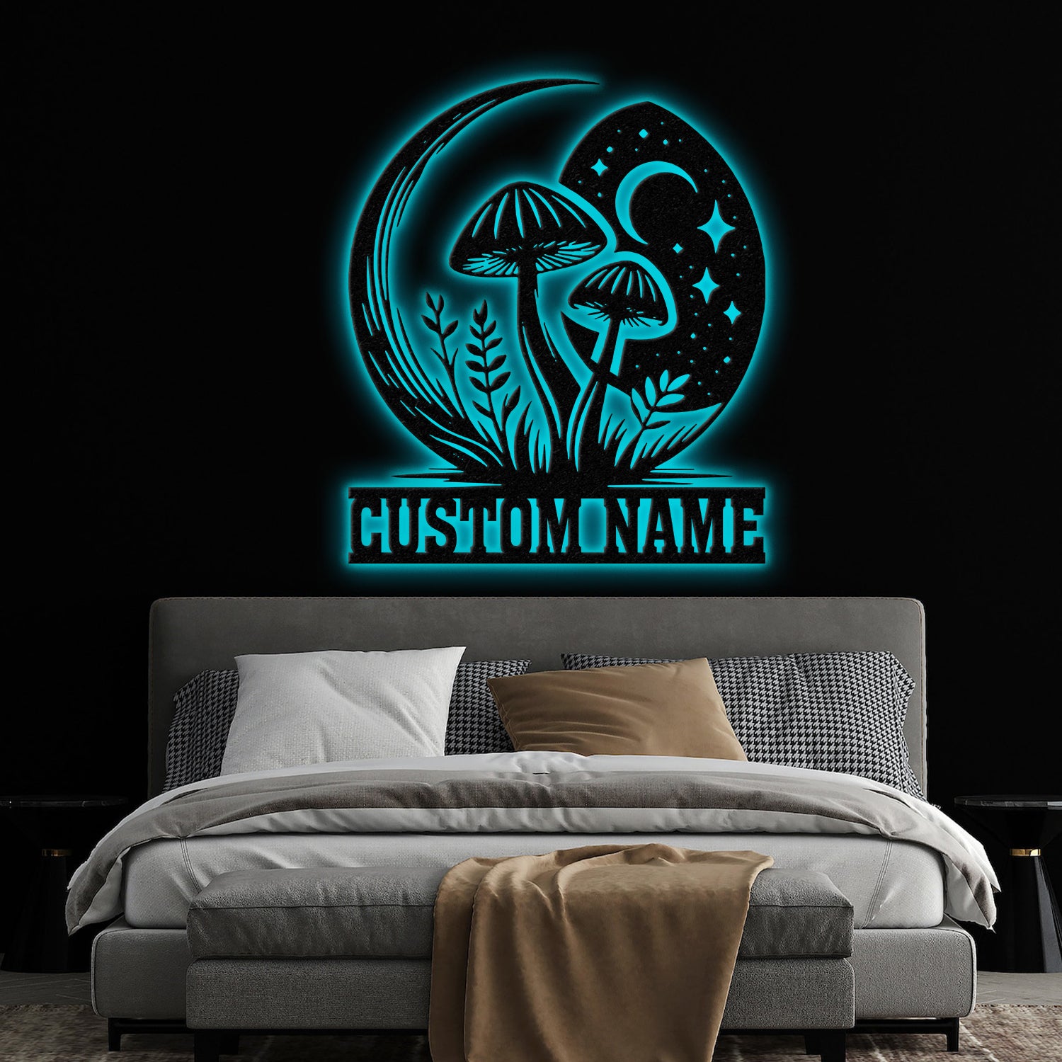 Custom Mushrooms Metal Sign with Led Lights, Personalized Mushrooms Sign, Mushrooms Metal Wall Art, Bedroom Kitchen Garden Decor