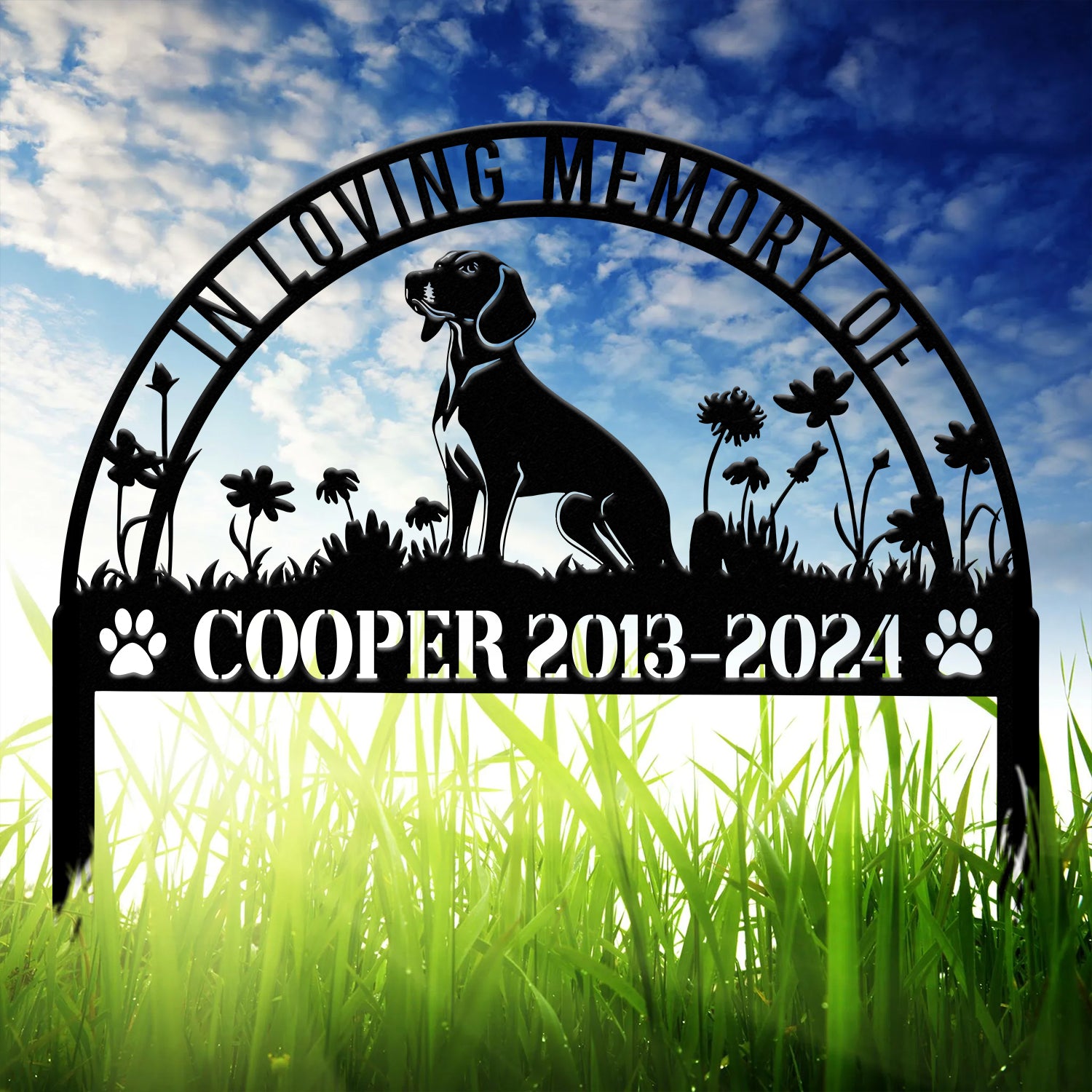 Personalized Coonhound Memorial Stake Sign - Pet Grave Marker with Stake, Corgi Gift, Pet Loss Sympathy Sign, Remembrance Stake for Dogs