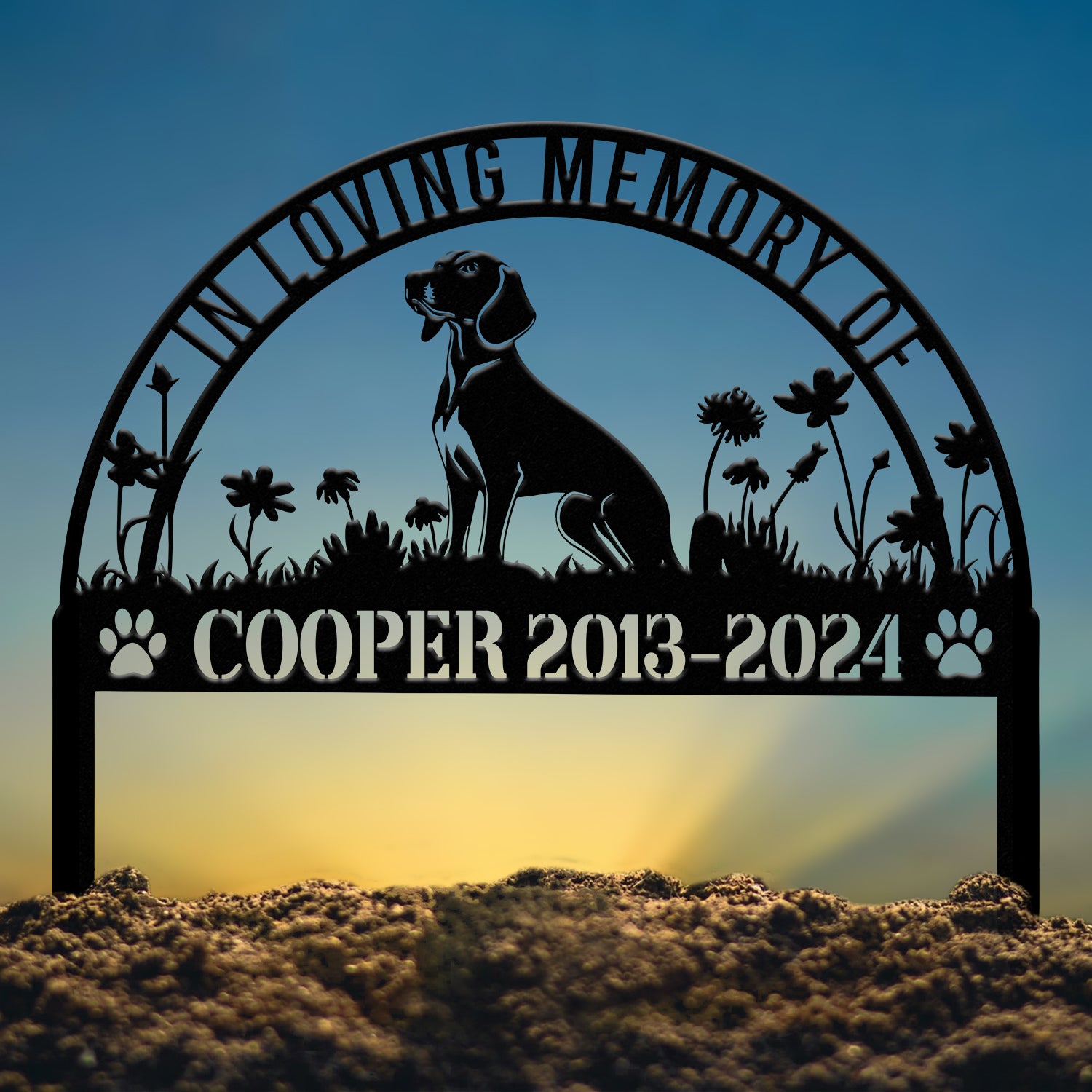 Personalized Coonhound Memorial Stake Sign - Pet Grave Marker with Stake, Corgi Gift, Pet Loss Sympathy Sign, Remembrance Stake for Dogs