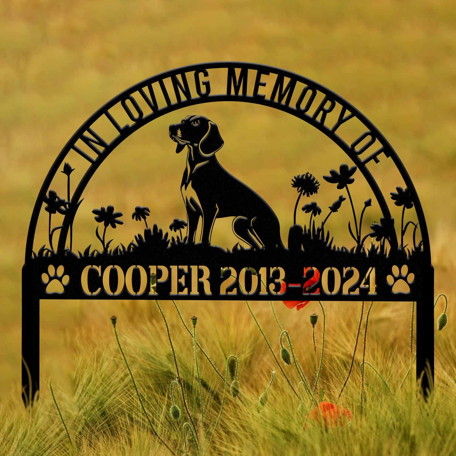 Personalized Coonhound Memorial Stake Sign - Pet Grave Marker with Stake, Corgi Gift, Pet Loss Sympathy Sign, Remembrance Stake for Dogs