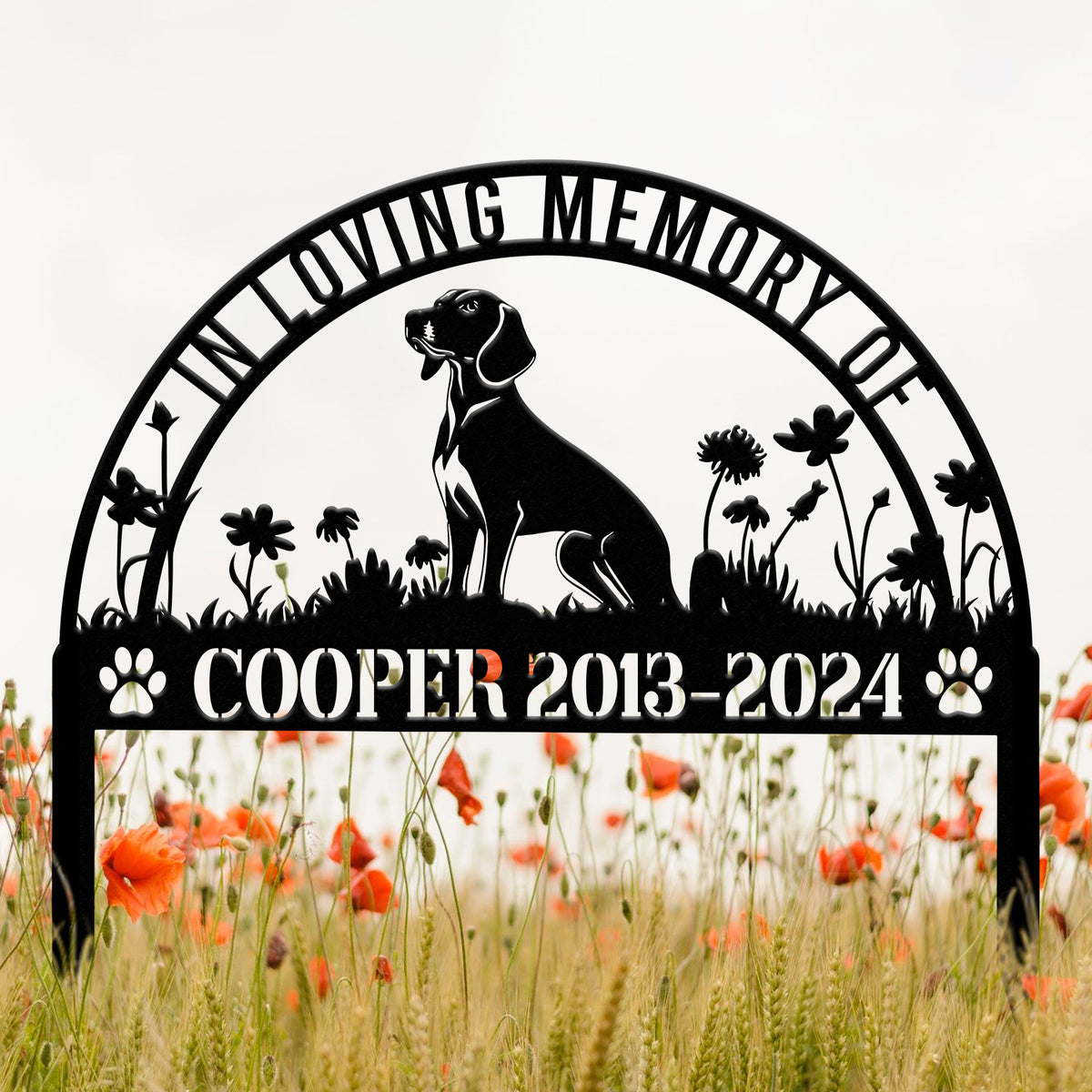 Personalized Coonhound Memorial Stake Sign - Pet Grave Marker with Stake, Corgi Gift, Pet Loss Sympathy Sign, Remembrance Stake for Dogs