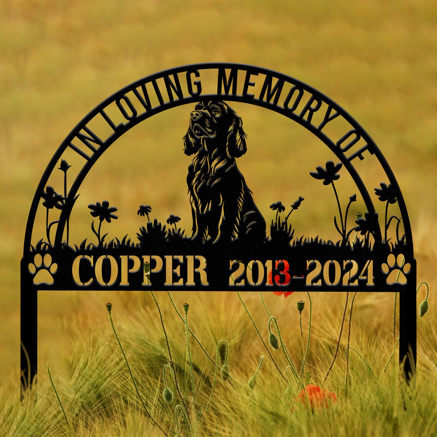 Personalized Cocker Spaniel Dog Memorial Stake - Metal Pet Grave Marker, Sympathy Sign, Remembrance Stake, Custom Pet Memorial Gift