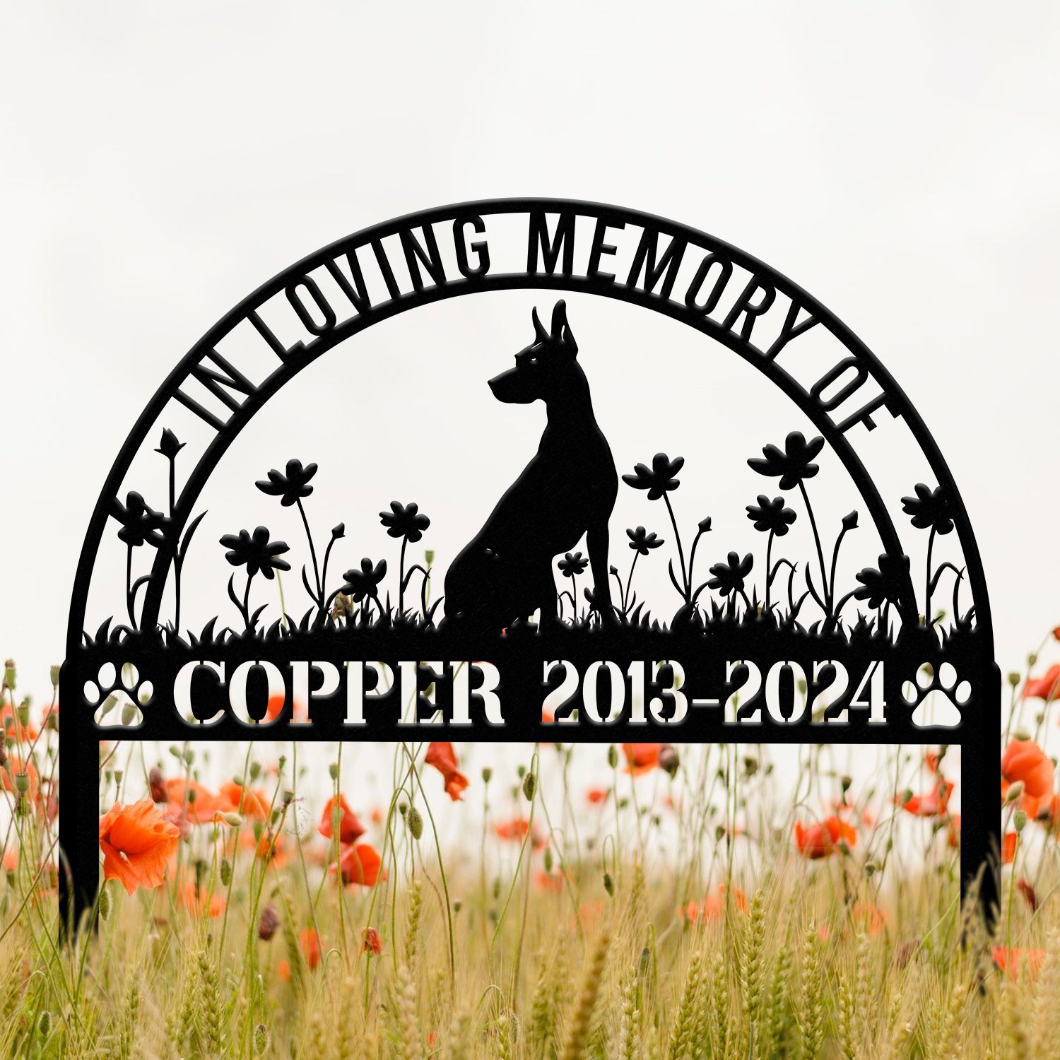 Personalized Doberman Memorial Stake Sign - Pet Grave Marker with Stake, Doberman Gift, Pet Loss Sympathy Sign, Remembrance Stake for Dogs