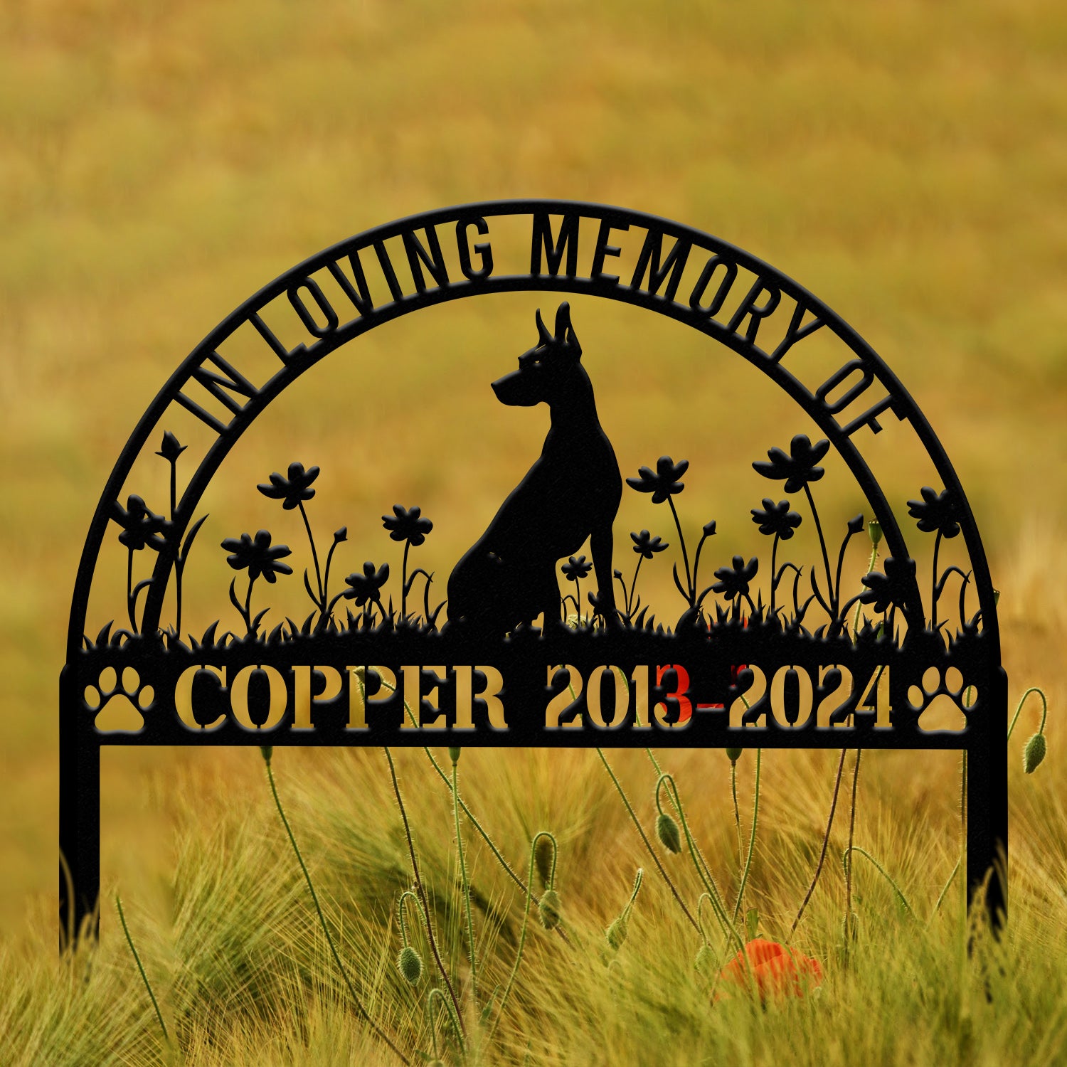 Personalized Doberman Memorial Stake Sign - Pet Grave Marker with Stake, Doberman Gift, Pet Loss Sympathy Sign, Remembrance Stake for Dogs