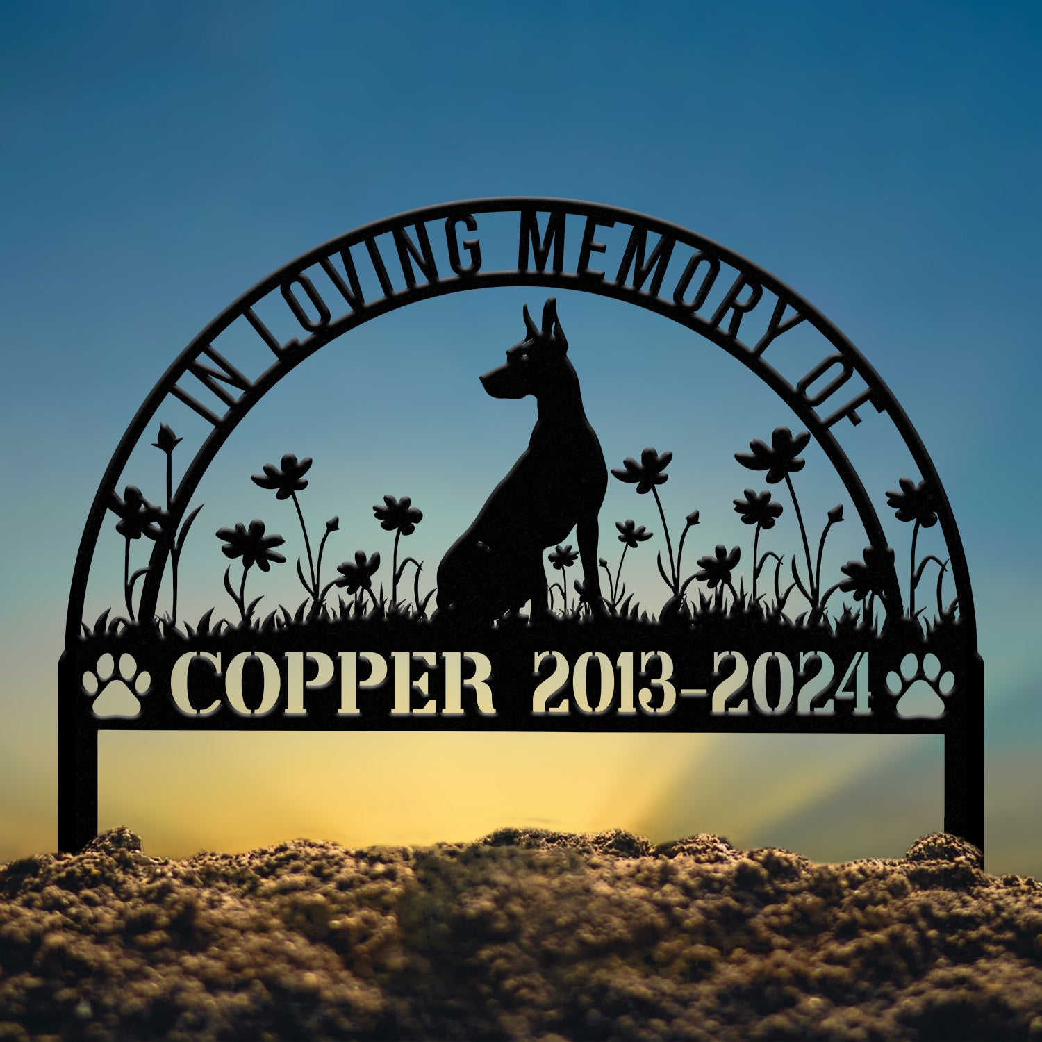 Personalized Doberman Memorial Stake Sign - Pet Grave Marker with Stake, Doberman Gift, Pet Loss Sympathy Sign, Remembrance Stake for Dogs