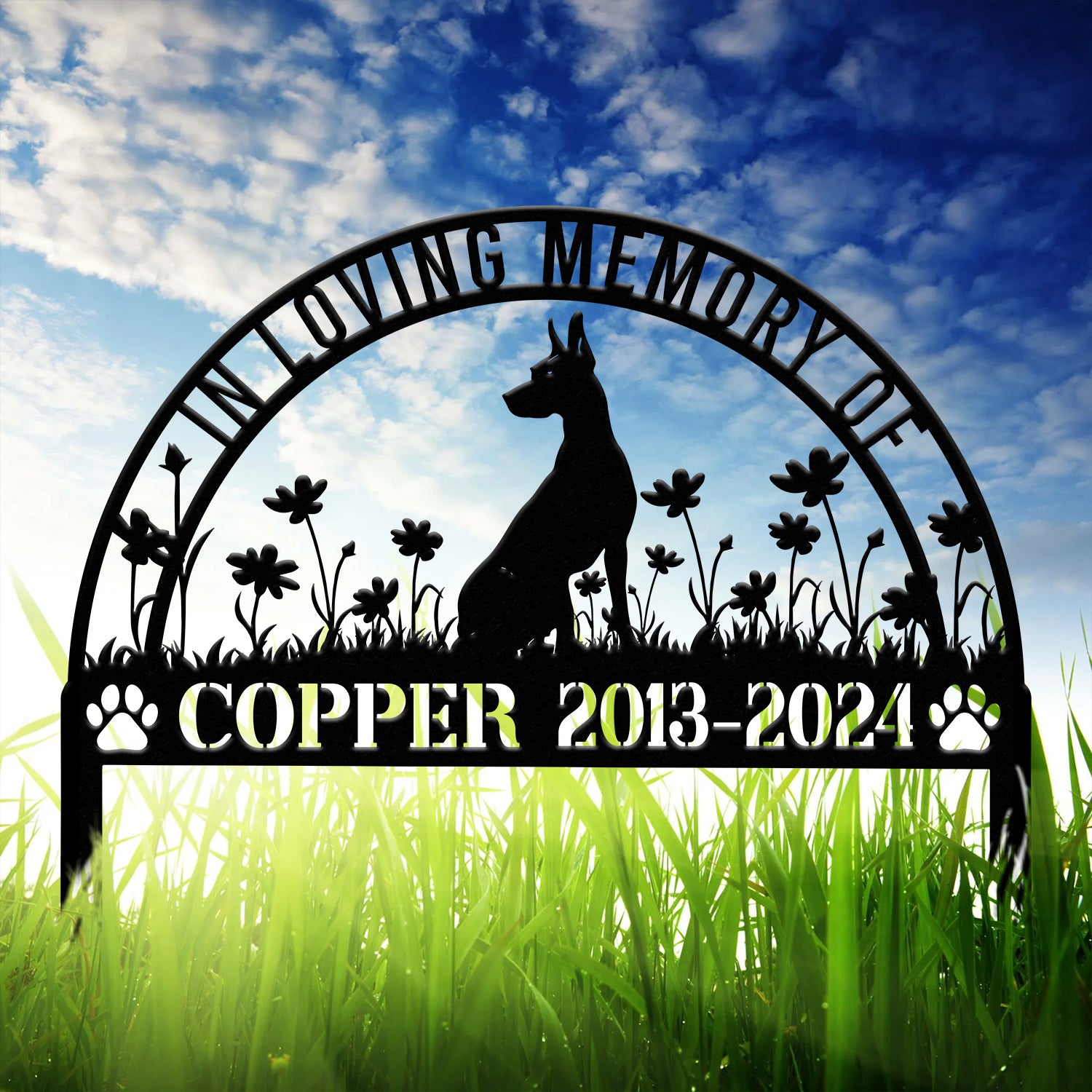 Personalized Doberman Memorial Stake Sign - Pet Grave Marker with Stake, Doberman Gift, Pet Loss Sympathy Sign, Remembrance Stake for Dogs