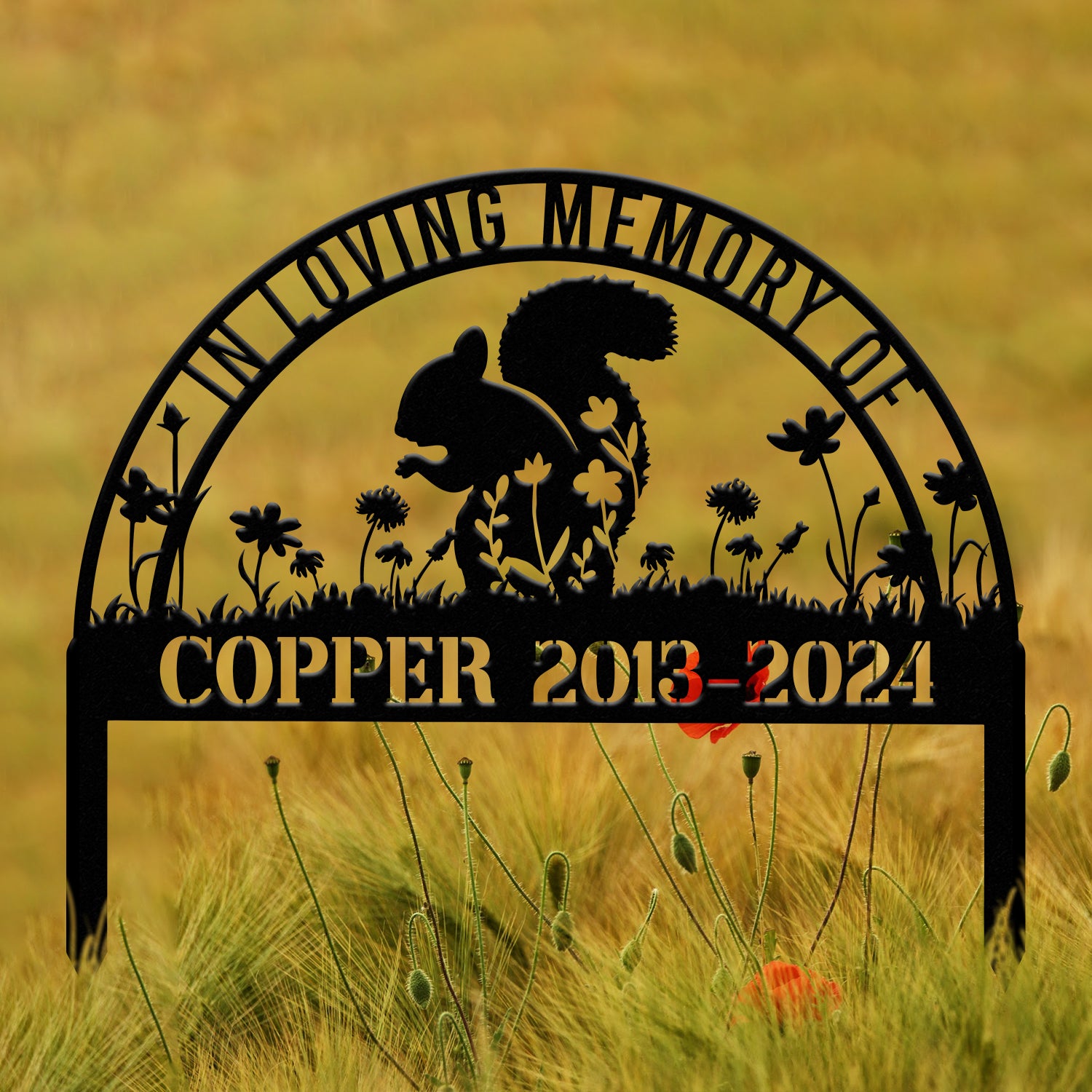 Personalized Squirrel Memorial Stake Sign - Pet Grave Marker, Squirrel Lover Gift, Pet Loss Sympathy Sign, Remembrance Stake with Name