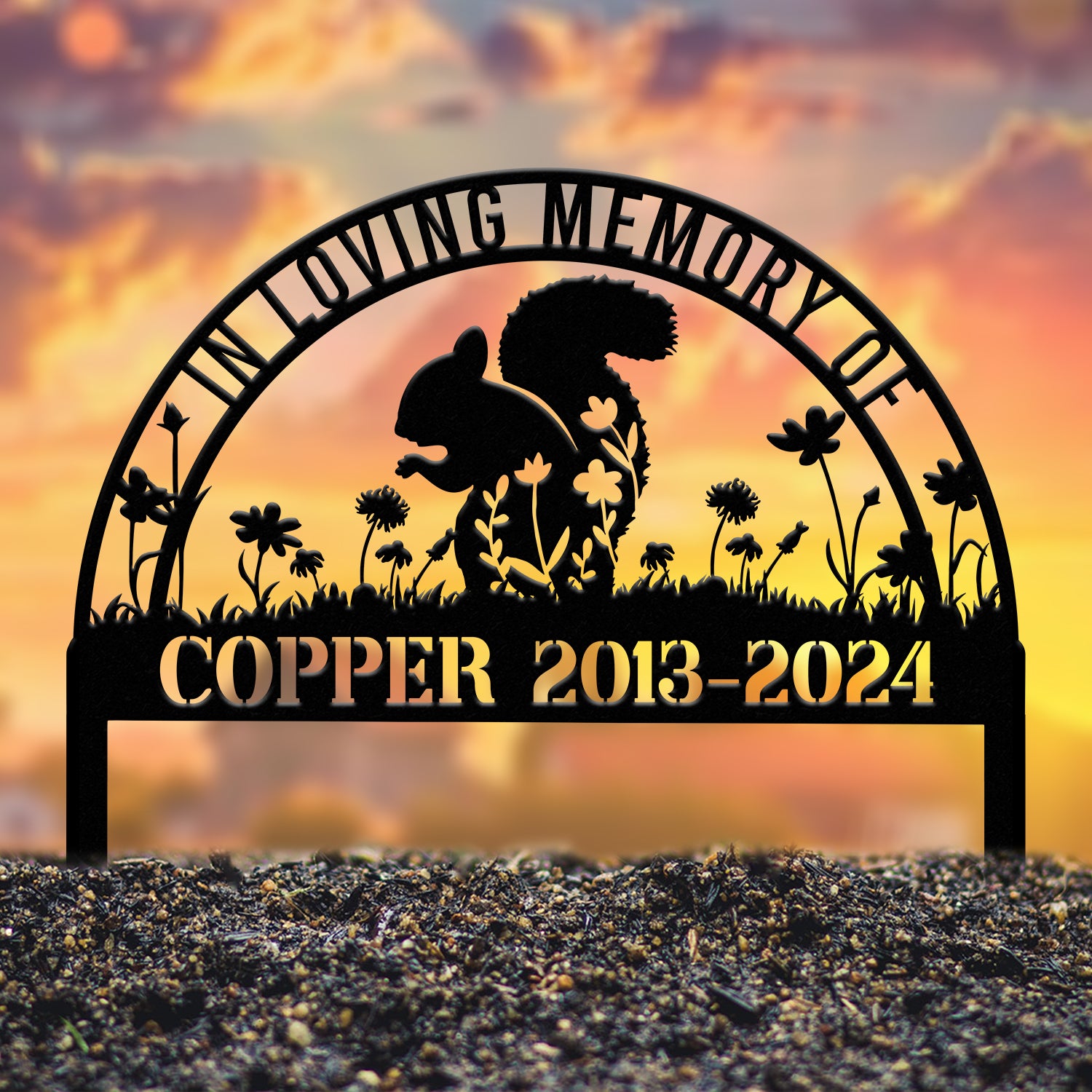 Personalized Squirrel Memorial Stake Sign - Pet Grave Marker, Squirrel Lover Gift, Pet Loss Sympathy Sign, Remembrance Stake with Name