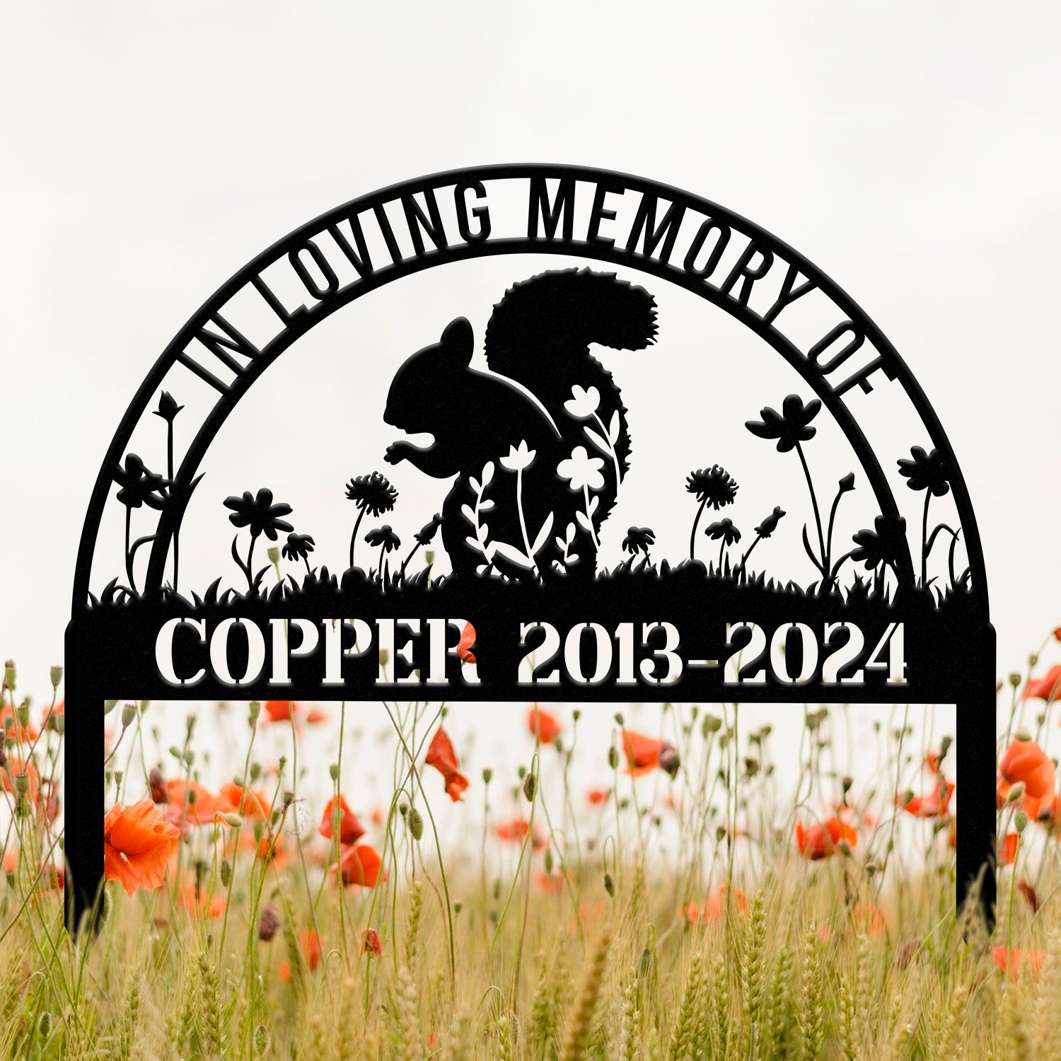 Personalized Squirrel Memorial Stake Sign - Pet Grave Marker, Squirrel Lover Gift, Pet Loss Sympathy Sign, Remembrance Stake with Name