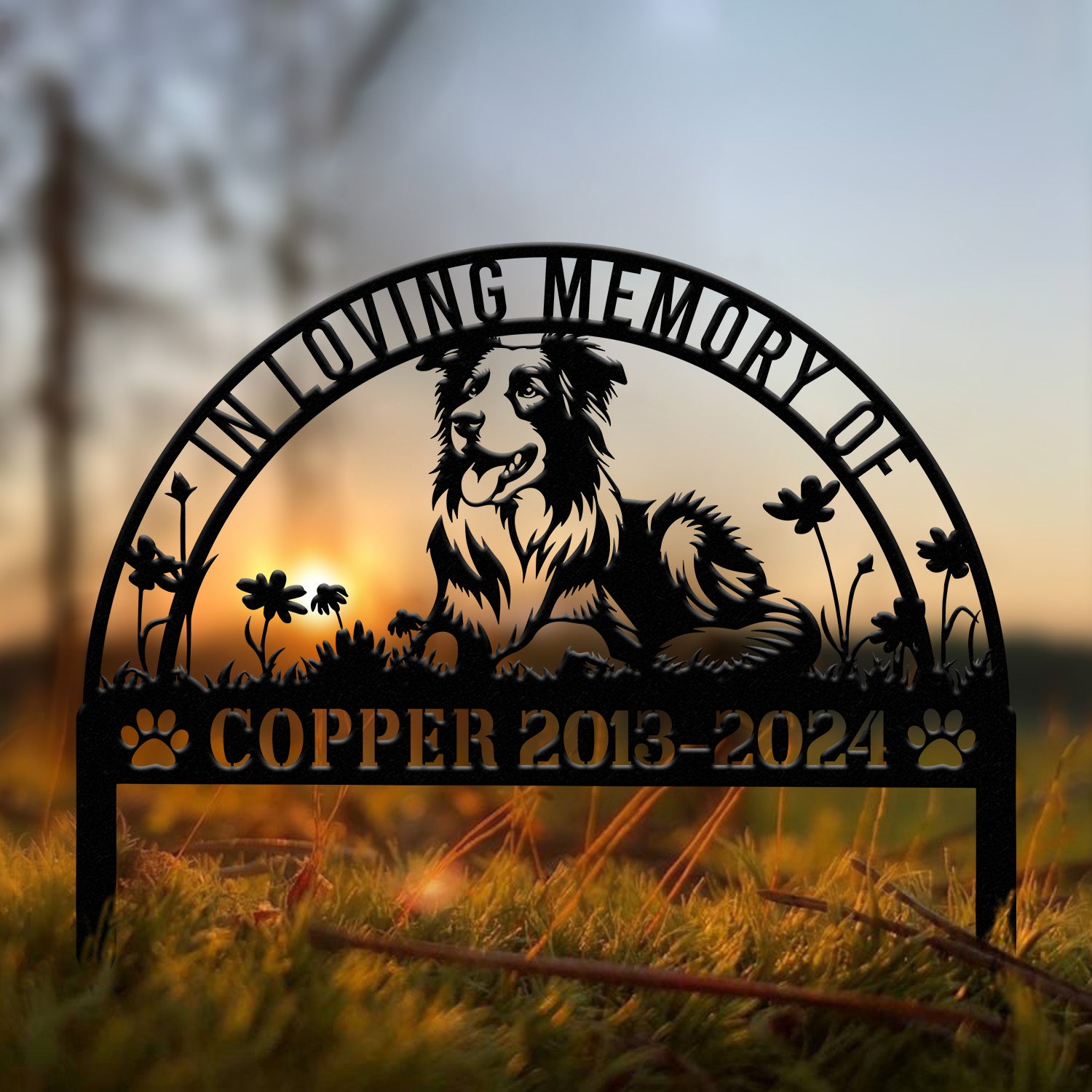 Personalized Border Collie Memorial Stake - Pet Grave Marker with Stake, Pet Loss Sympathy Sign, Remembrance Gift for Dogs