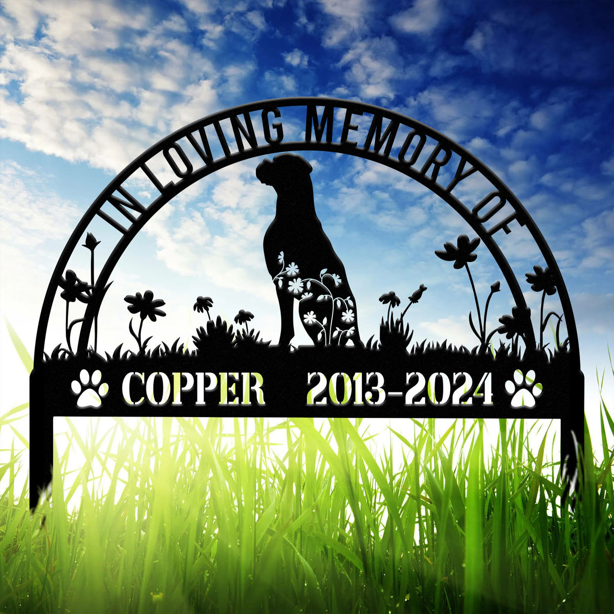 Personalized Boxer Dog Memorial Stake - Custom Pet Grave Marker, Metal Sign with Stake, Pet Loss Sympathy Gift, Remembrance Sign