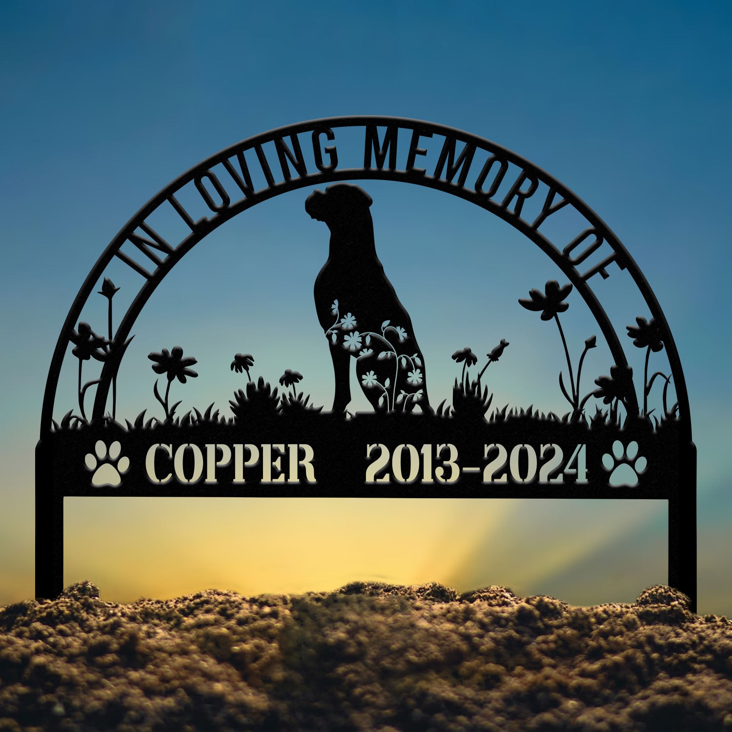 Personalized Boxer Dog Memorial Stake - Custom Pet Grave Marker, Metal Sign with Stake, Pet Loss Sympathy Gift, Remembrance Sign