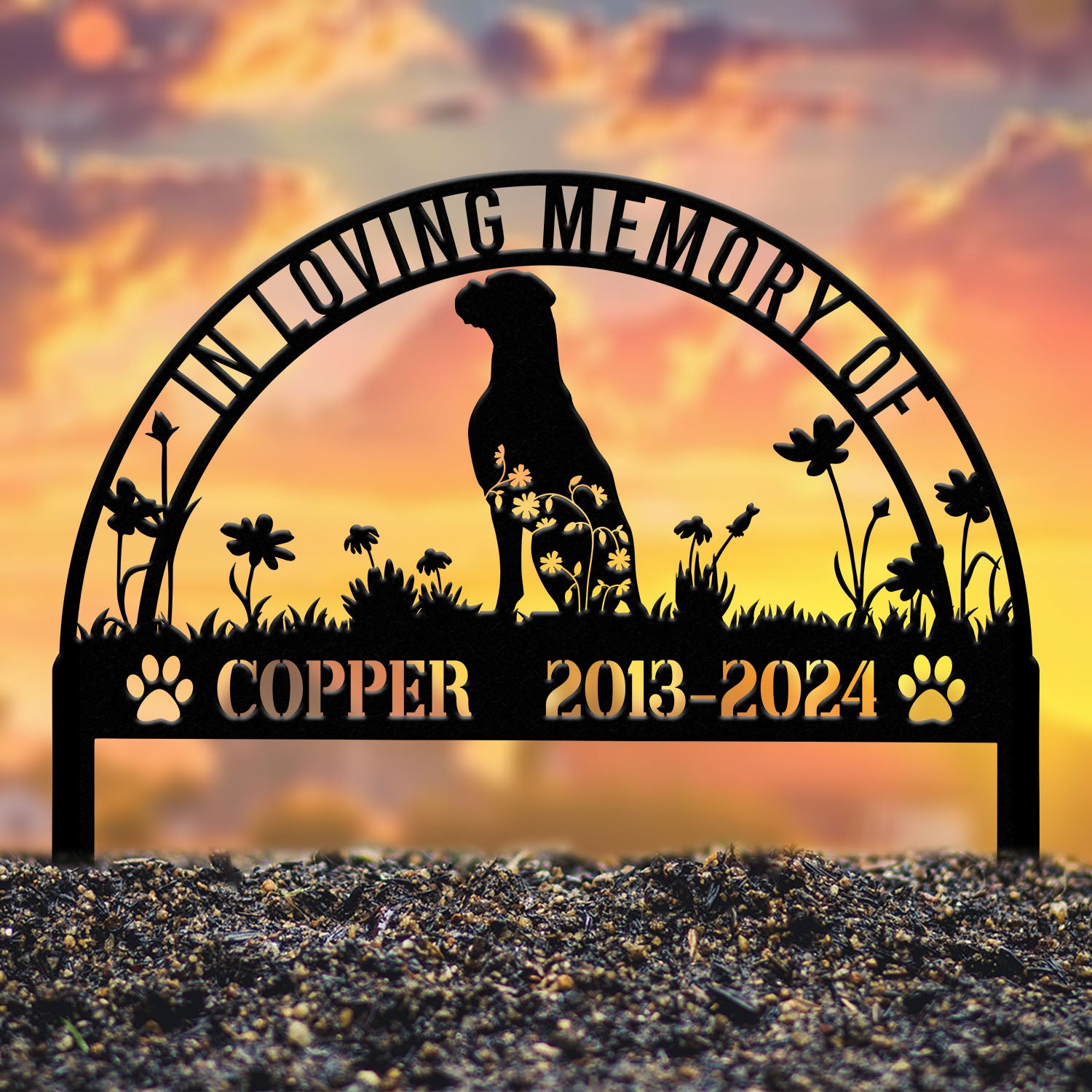 Personalized Boxer Dog Memorial Stake - Custom Pet Grave Marker, Metal Sign with Stake, Pet Loss Sympathy Gift, Remembrance Sign