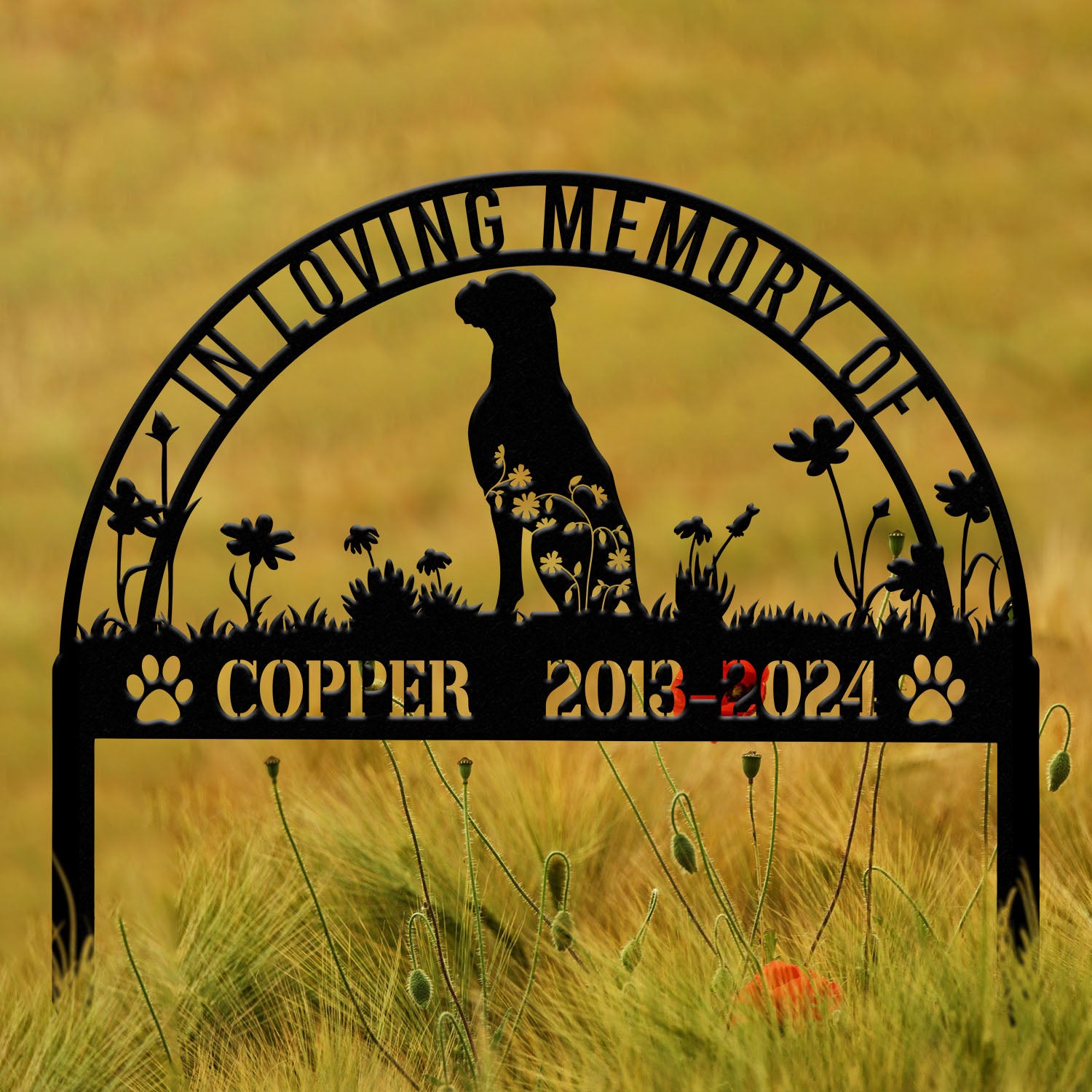 Personalized Boxer Dog Memorial Stake - Custom Pet Grave Marker, Metal Sign with Stake, Pet Loss Sympathy Gift, Remembrance Sign