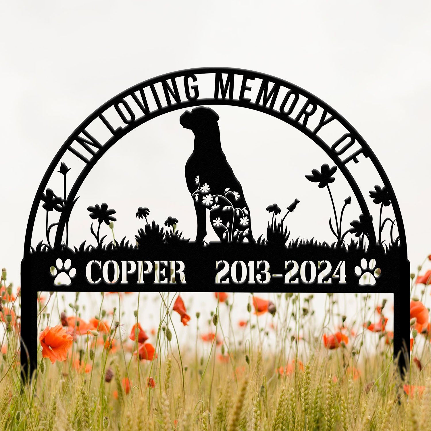 Personalized Boxer Dog Memorial Stake - Custom Pet Grave Marker, Metal Sign with Stake, Pet Loss Sympathy Gift, Remembrance Sign