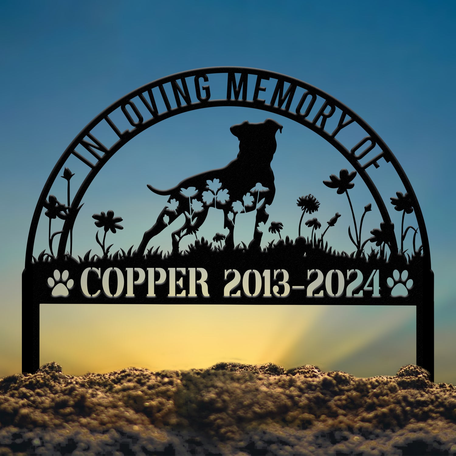 Personalized American Pit Bull Memorial Stake - Custom Dog Grave Marker, Pet Sympathy Gift, Dog Name Sign, Memorial Plaque for Pets