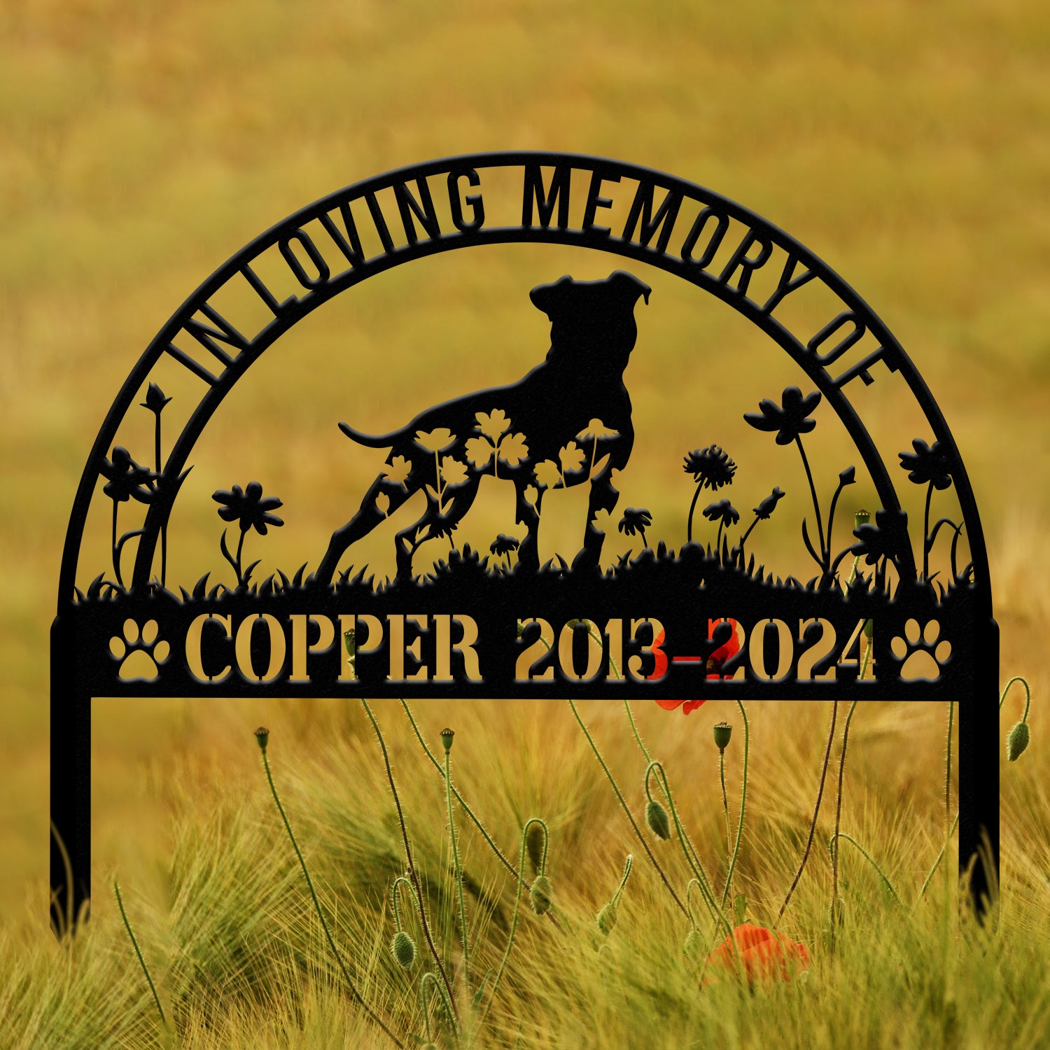 Personalized American Pit Bull Memorial Stake - Custom Dog Grave Marker, Pet Sympathy Gift, Dog Name Sign, Memorial Plaque for Pets
