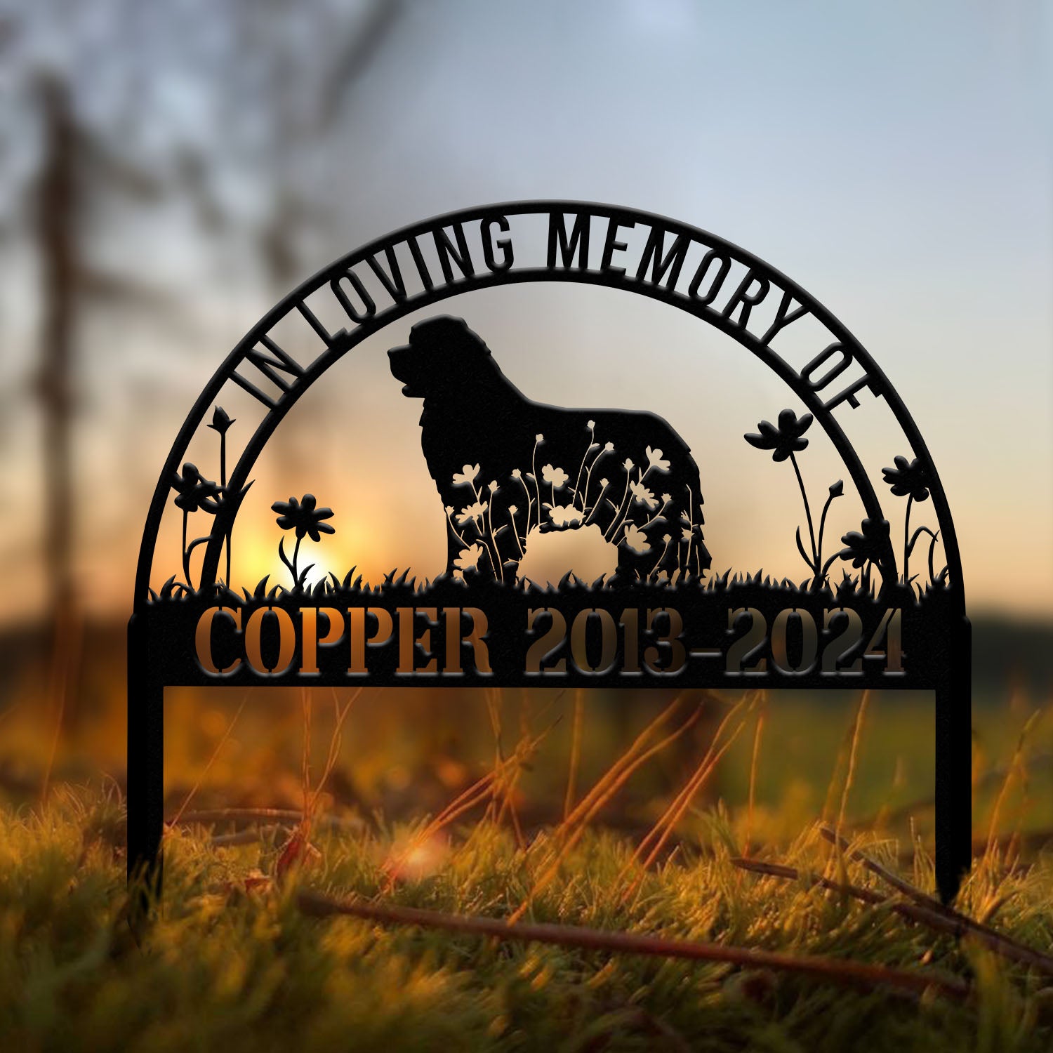 Personalized Newfoundland Dog Memorial Stake, Pet Grave Marker with Stake, Remembrance Sign, Pet Loss Sympathy Gift, Outdoor Decor