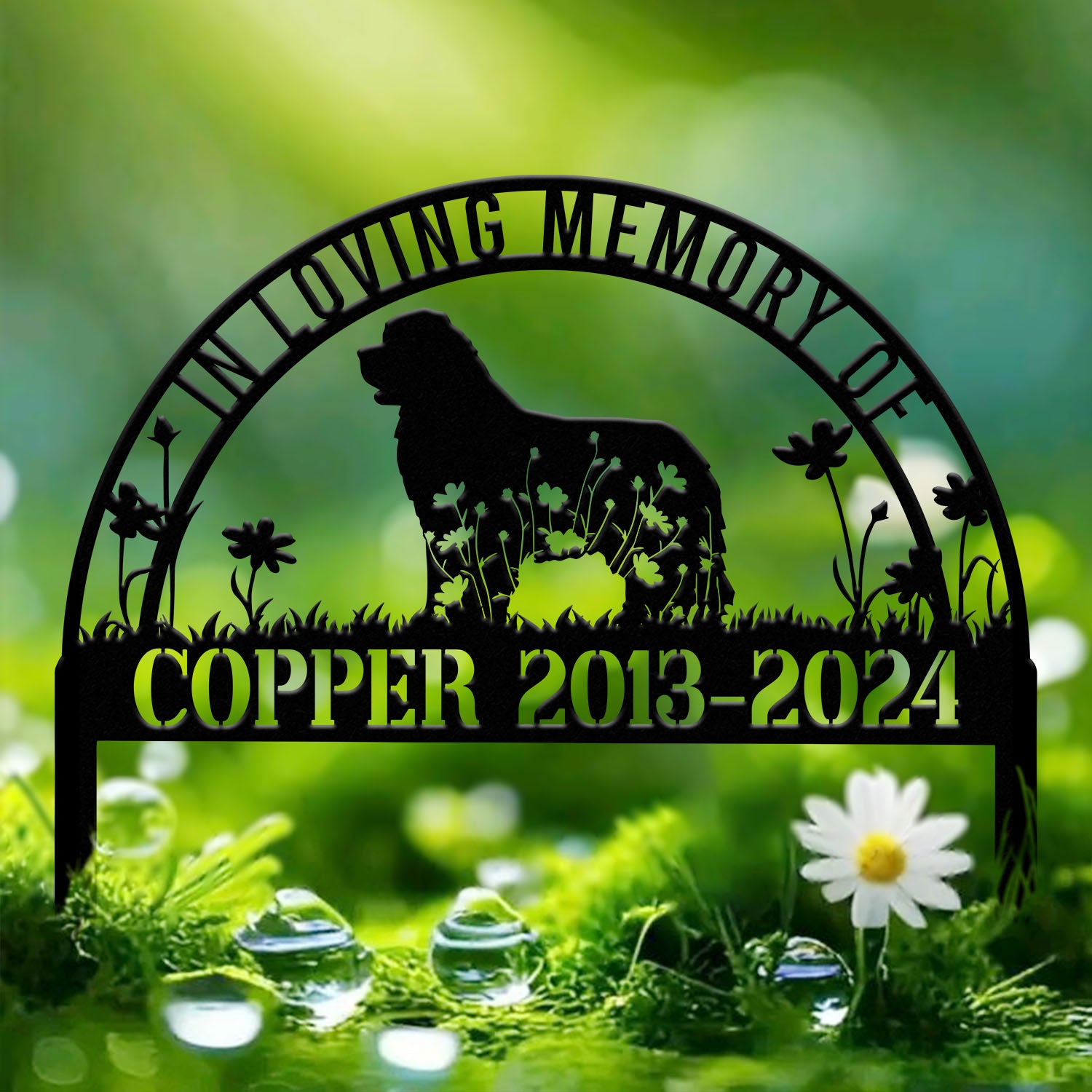 Personalized Newfoundland Dog Memorial Stake, Pet Grave Marker with Stake, Remembrance Sign, Pet Loss Sympathy Gift, Outdoor Decor