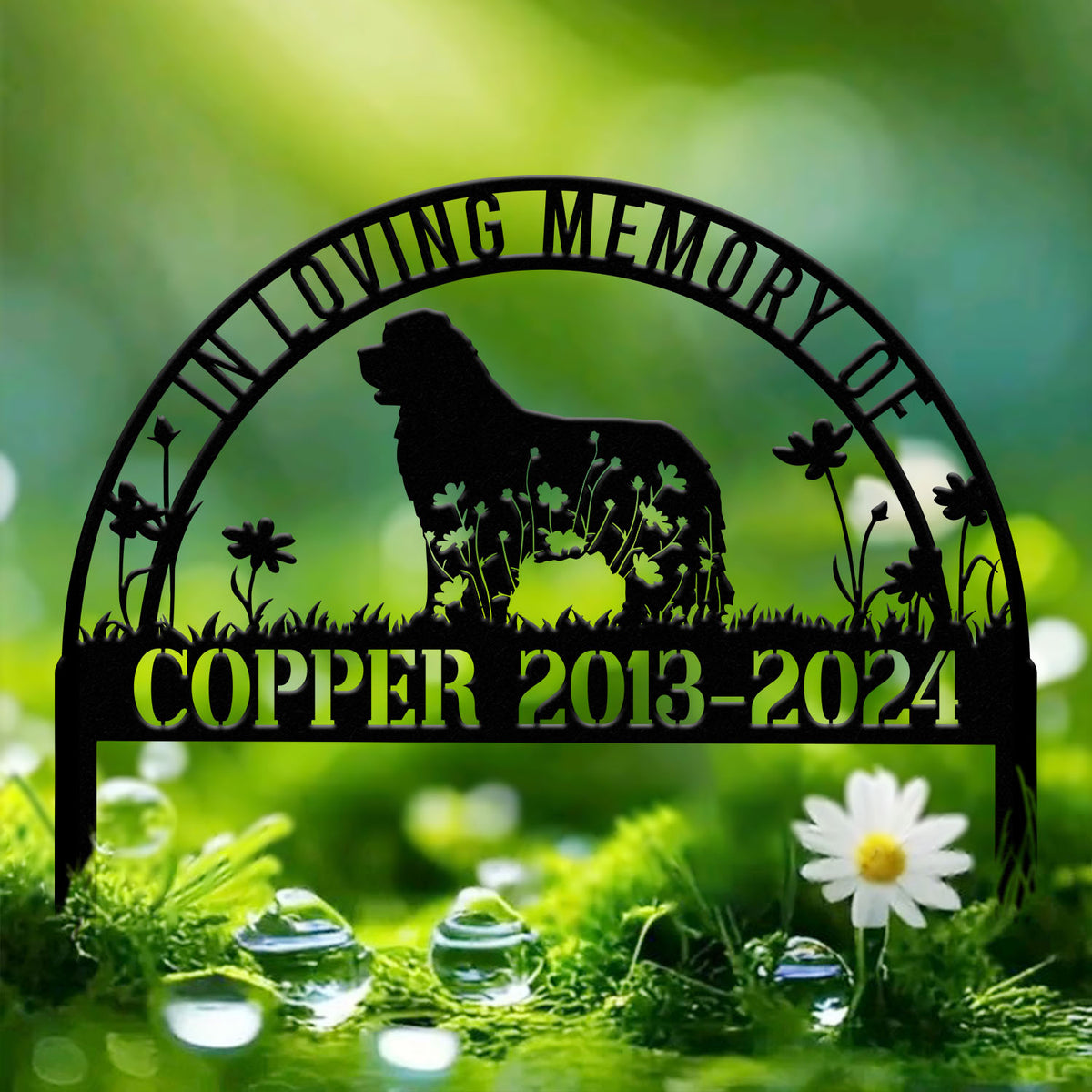 Personalized Newfoundland Dog Memorial Stake, Pet Grave Marker with Stake, Remembrance Sign, Pet Loss Sympathy Gift, Outdoor Decor