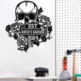 Custom Skull Flowers Metal Sign with Led Lights, Flower Skull Signs, Sugar Skull, Skeleton Decor, Gothic Decor, Gift for Him