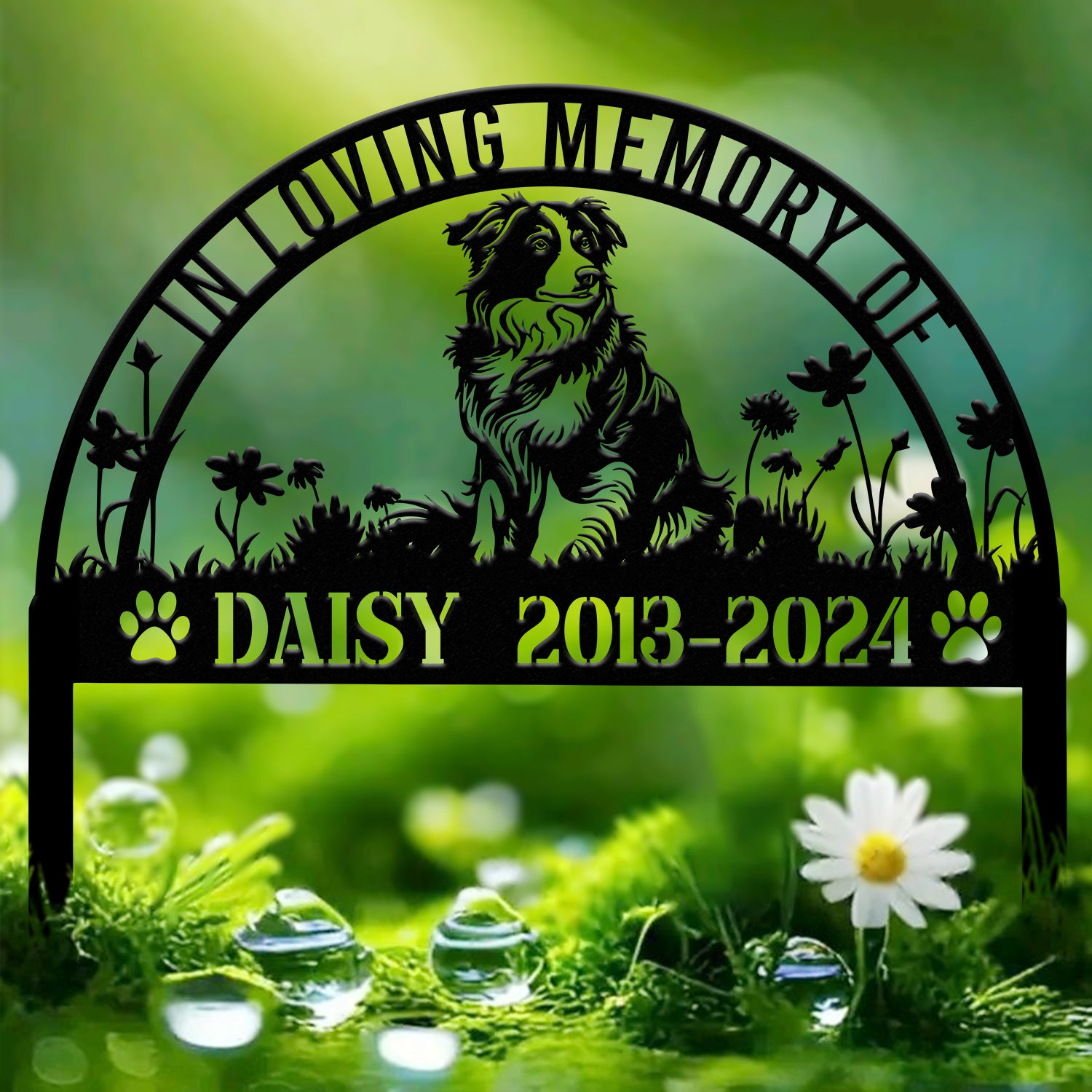 Personalized Australian Shepherd Memorial Stake, Dog Name Sign, Pet Grave Marker, Sympathy & Remembrance Stake, Dog Loss Outdoor Decor