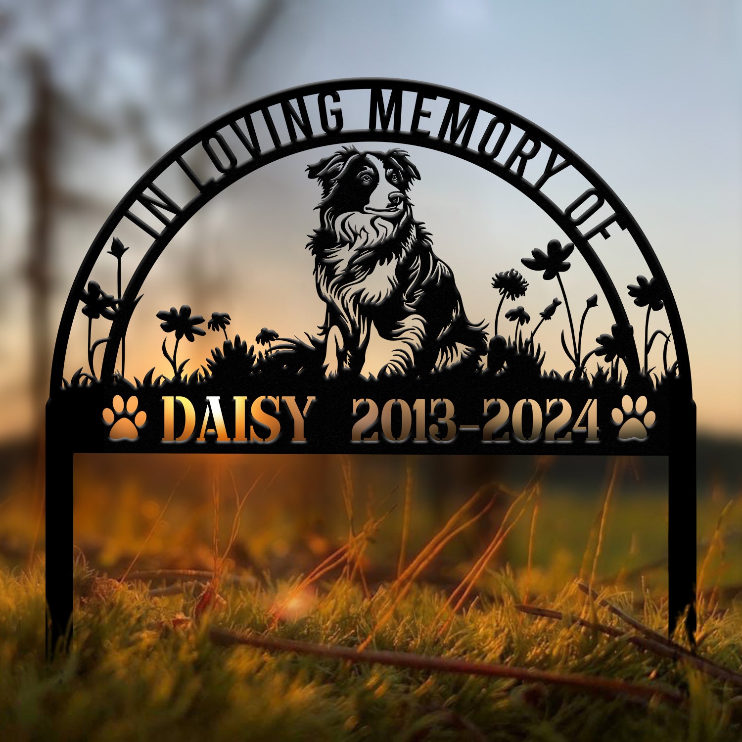 Personalized Australian Shepherd Memorial Stake, Dog Name Sign, Pet Grave Marker, Sympathy & Remembrance Stake, Dog Loss Outdoor Decor