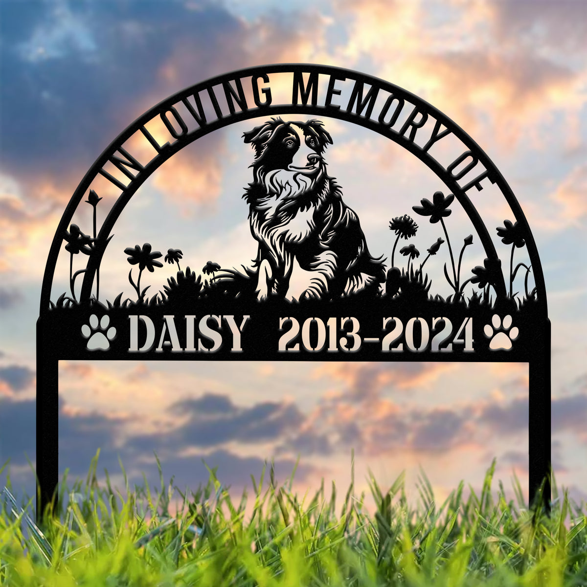 Personalized Australian Shepherd Memorial Stake, Dog Name Sign, Pet Grave Marker, Sympathy & Remembrance Stake, Dog Loss Outdoor Decor