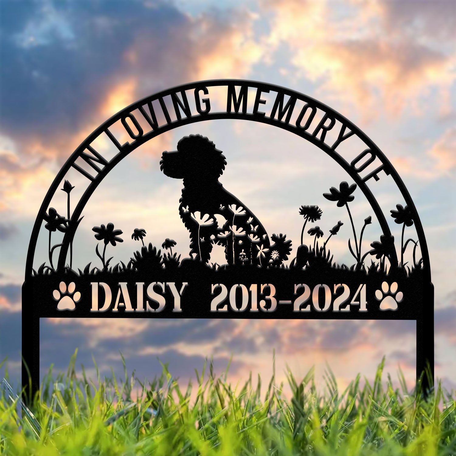 Personalized Goldendoodle Memorial Garden Stake, Custom Golden Doodle Grave Marker Sign, Pet Loss Remembrance Stake, Sympathy Decor