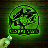 Custom Bass Fish with Trucker Hat Sign with Led Light, Custom Fisherman Gift Sign, Outdoor Fishing Decor, Bass Lover Man Cave Sign
