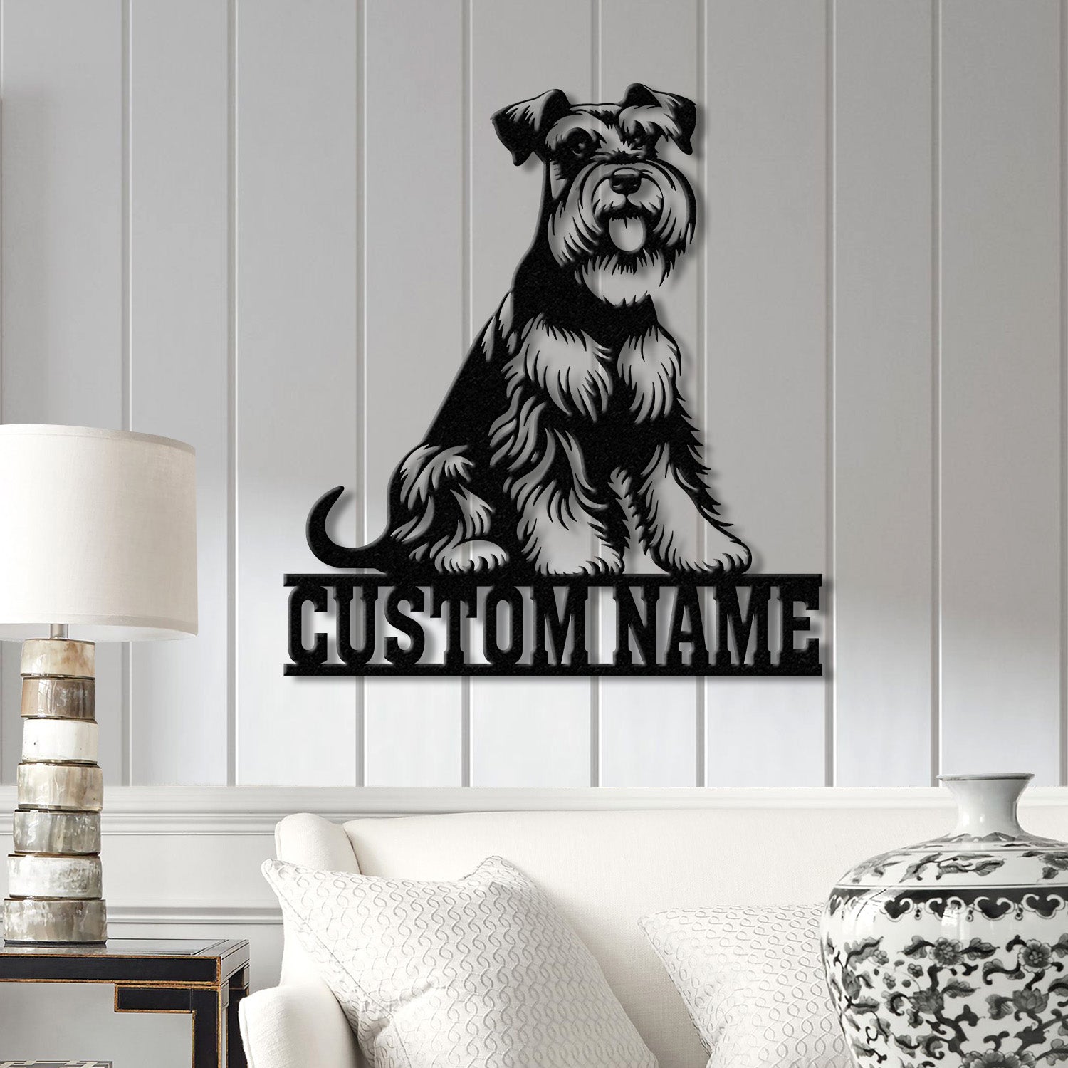 Metal Schnauzer Sign with LED Light, Custom Schnauzer Dog Decor, Personalized Dog House Sign, Schnauzer Metal Wall Art, Pet Lover Gift